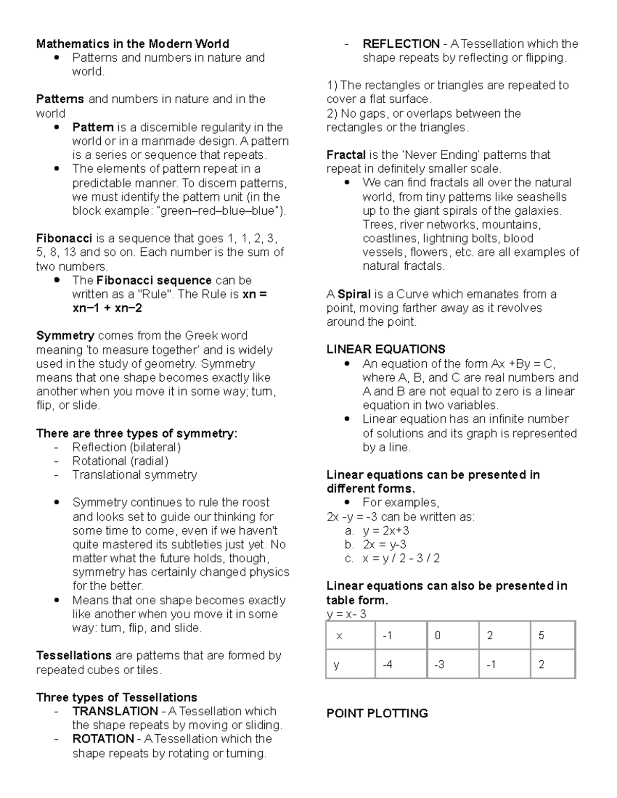 Math in the modern world mathematics in the modern world patterns and