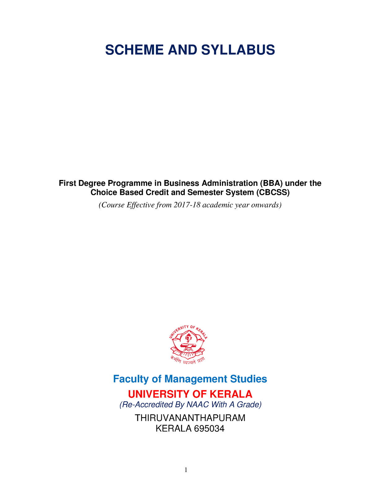 BBASyllabus KU 11498632096 - SCHEME AND SYLLABUS First Degree Programme ...