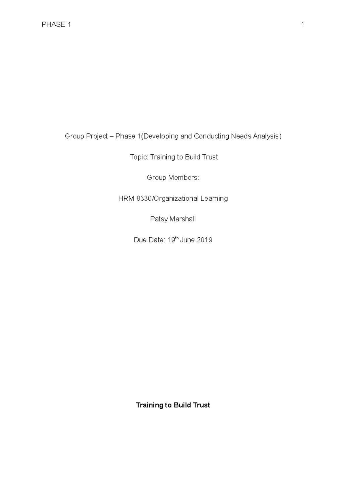 Group Project Phase 1 - Group Project – Phase 1(Developing and ...