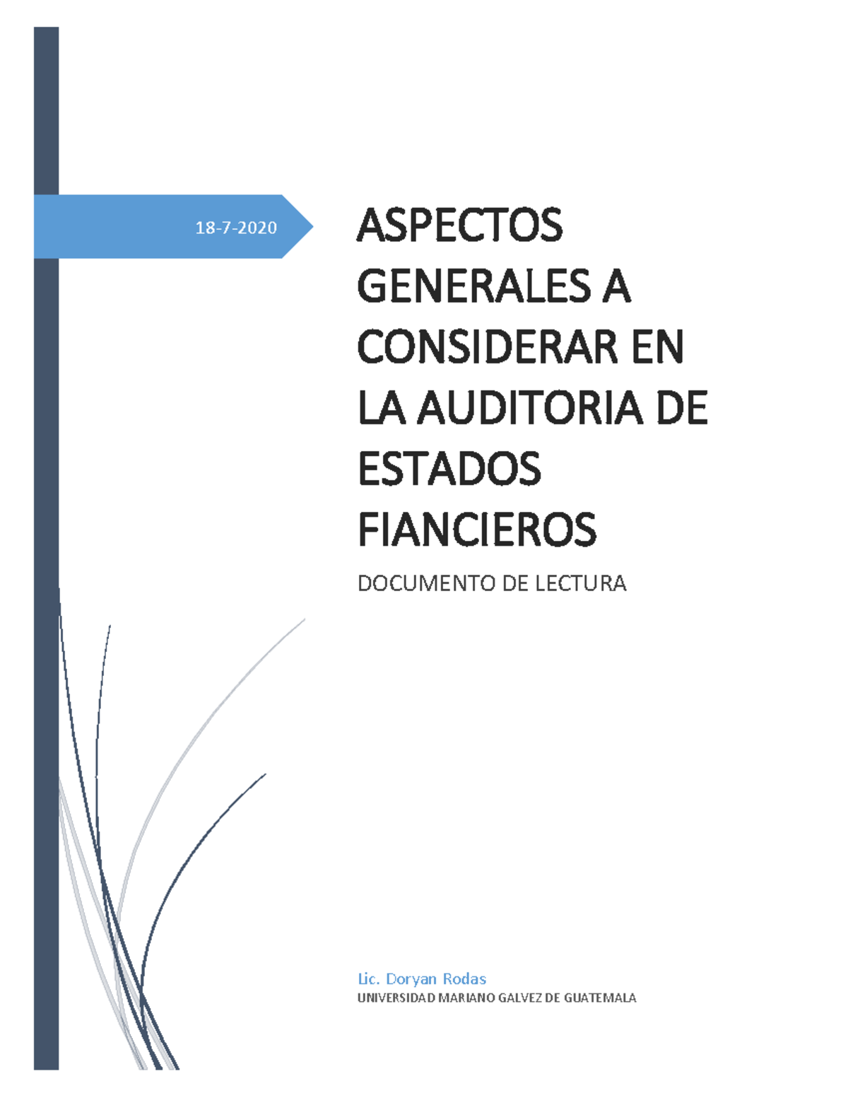 Aspectos Generales de Auditoria - 18 - 7 - 2020 ASPECTOS GENERALES A ...