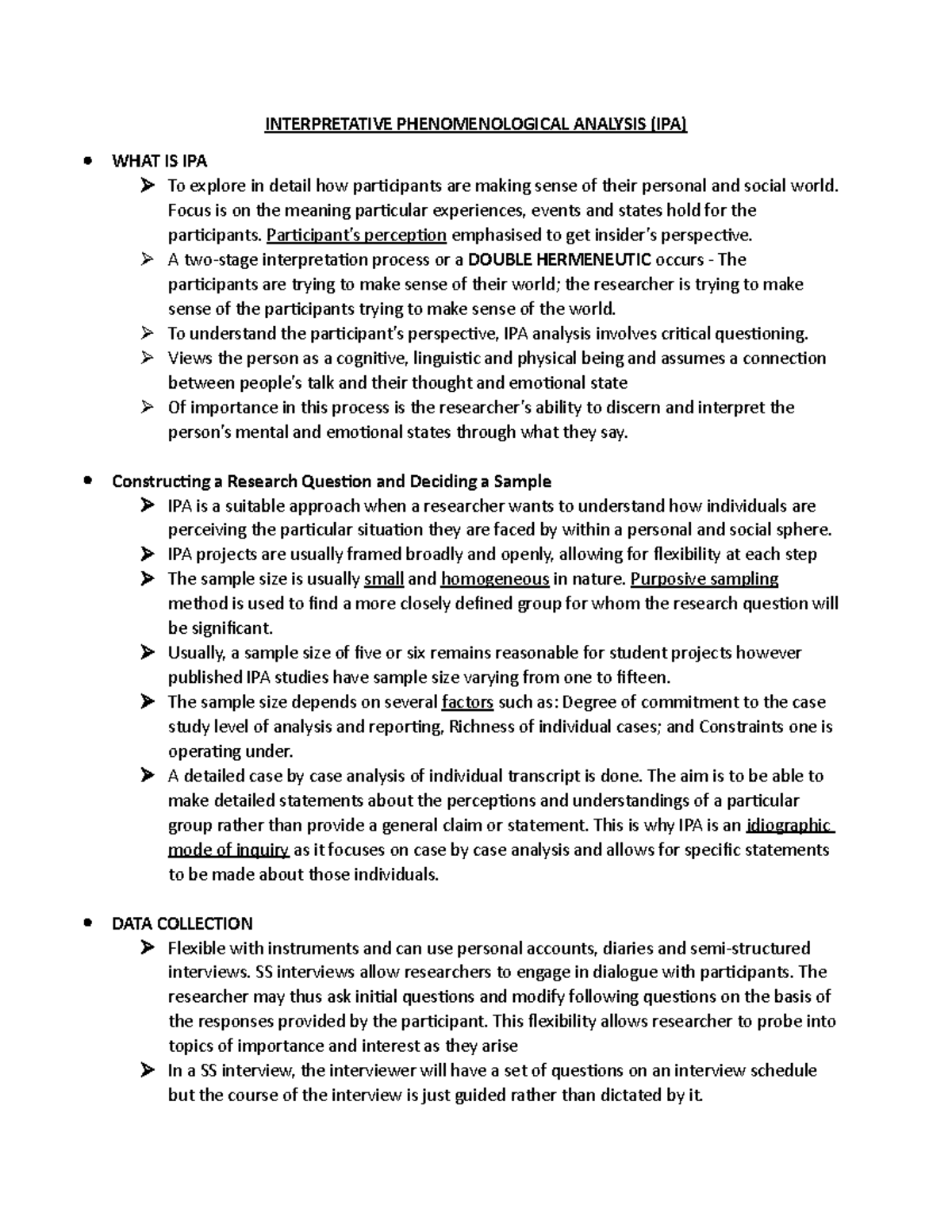 IPA - Interpretative Phenomenological Analysis - INTERPRETATIVE ...