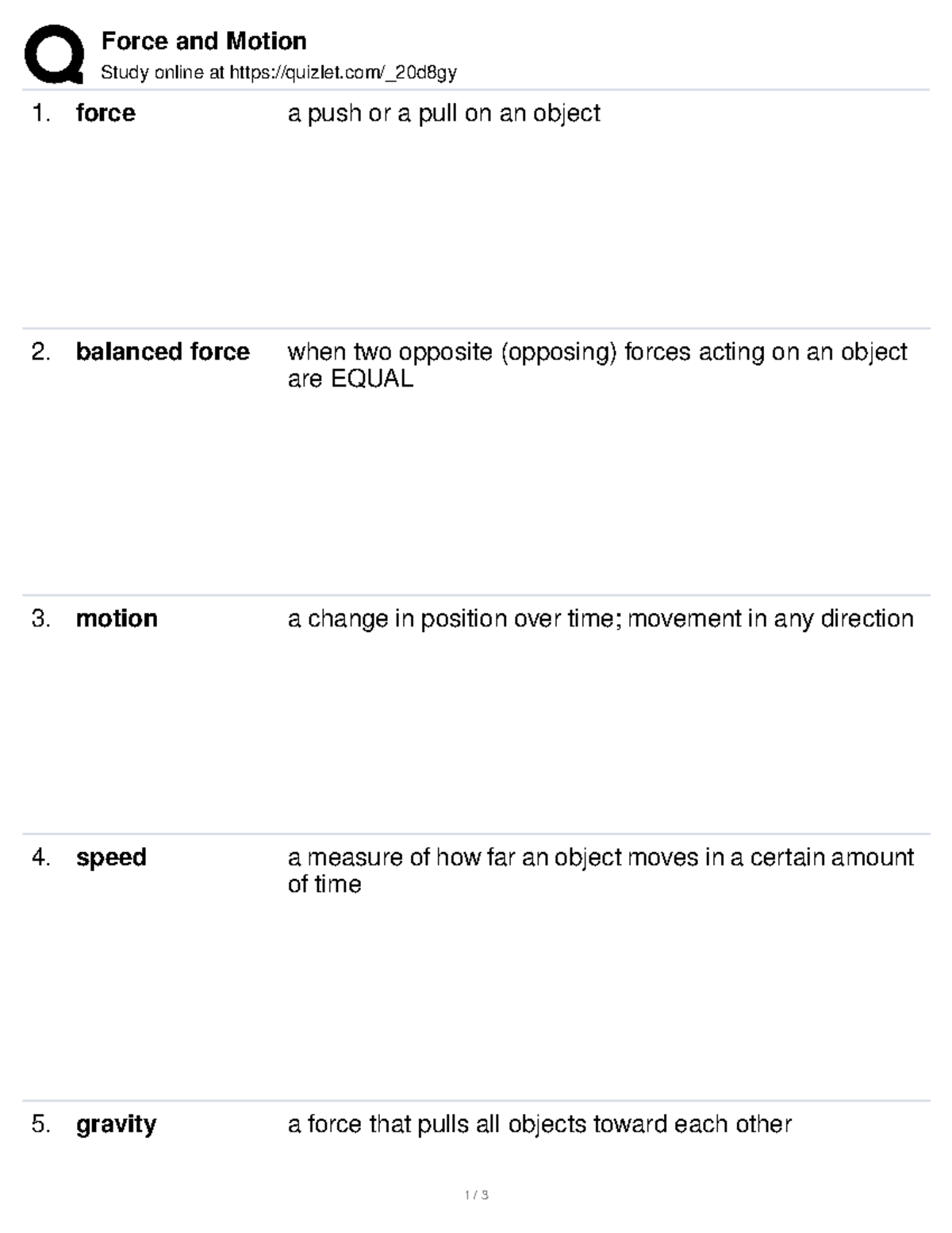 Physics sftujmnbhv Force and Motion Study online at quizlet/_20d8gy