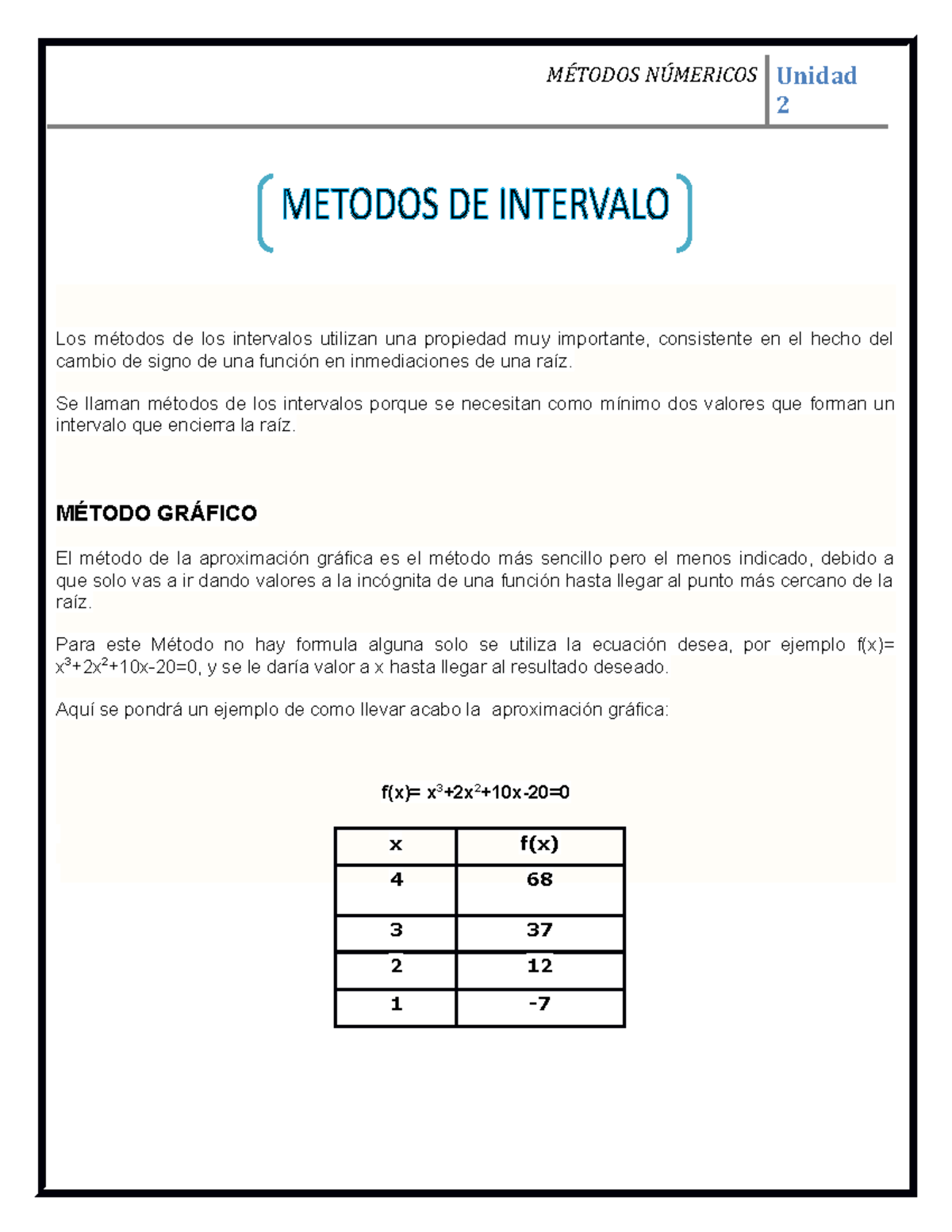 Metodos DE Intervalo - Unidad 2 Los De Los Intervalos Utilizan Una ...