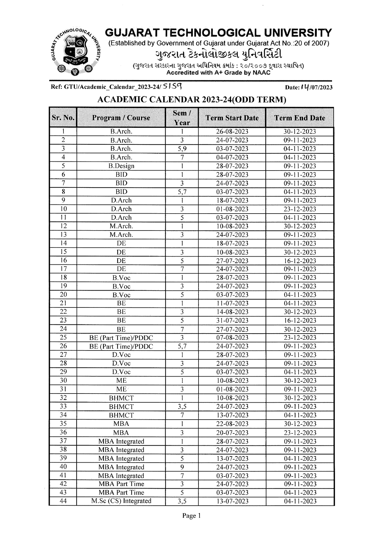 Academic Calendar 2023 24 215511 MBA Studocu