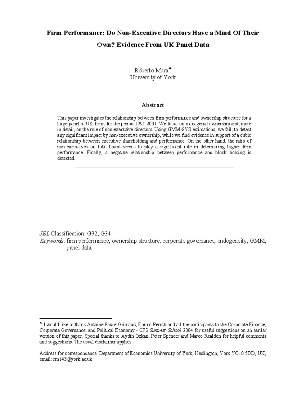 179-mura paper - its helpful - Firm Performance: Do Non-Executive ...