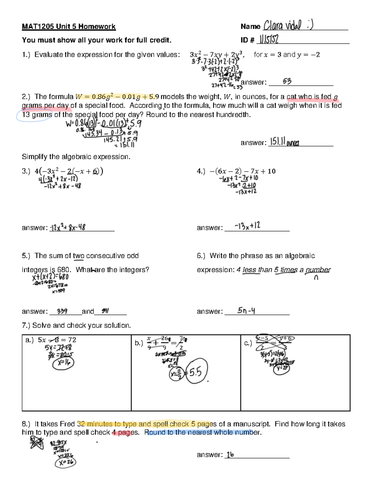 MAT1205 Homework Submission for Unit 5 (0921) - MAT1205 Unit 5 Homework ...
