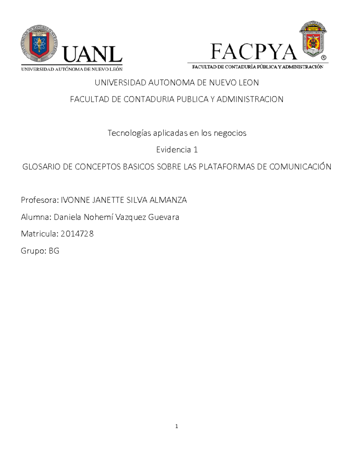 Vazquez Guevara Evidencia 1 - UNIVERSIDAD AUTONOMA DE NUEVO LEON ...