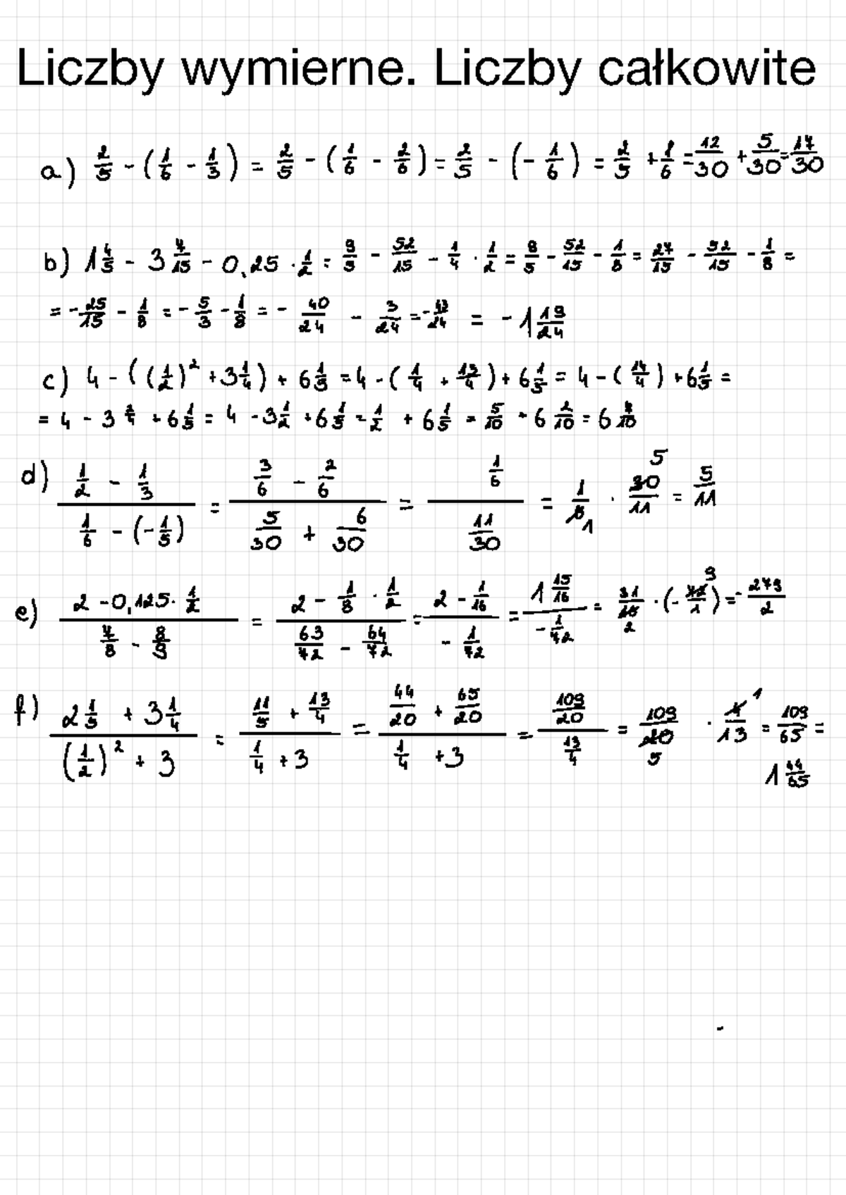 Liczby Wymierne Sprawdzian Klasa 8 www.studocu.com