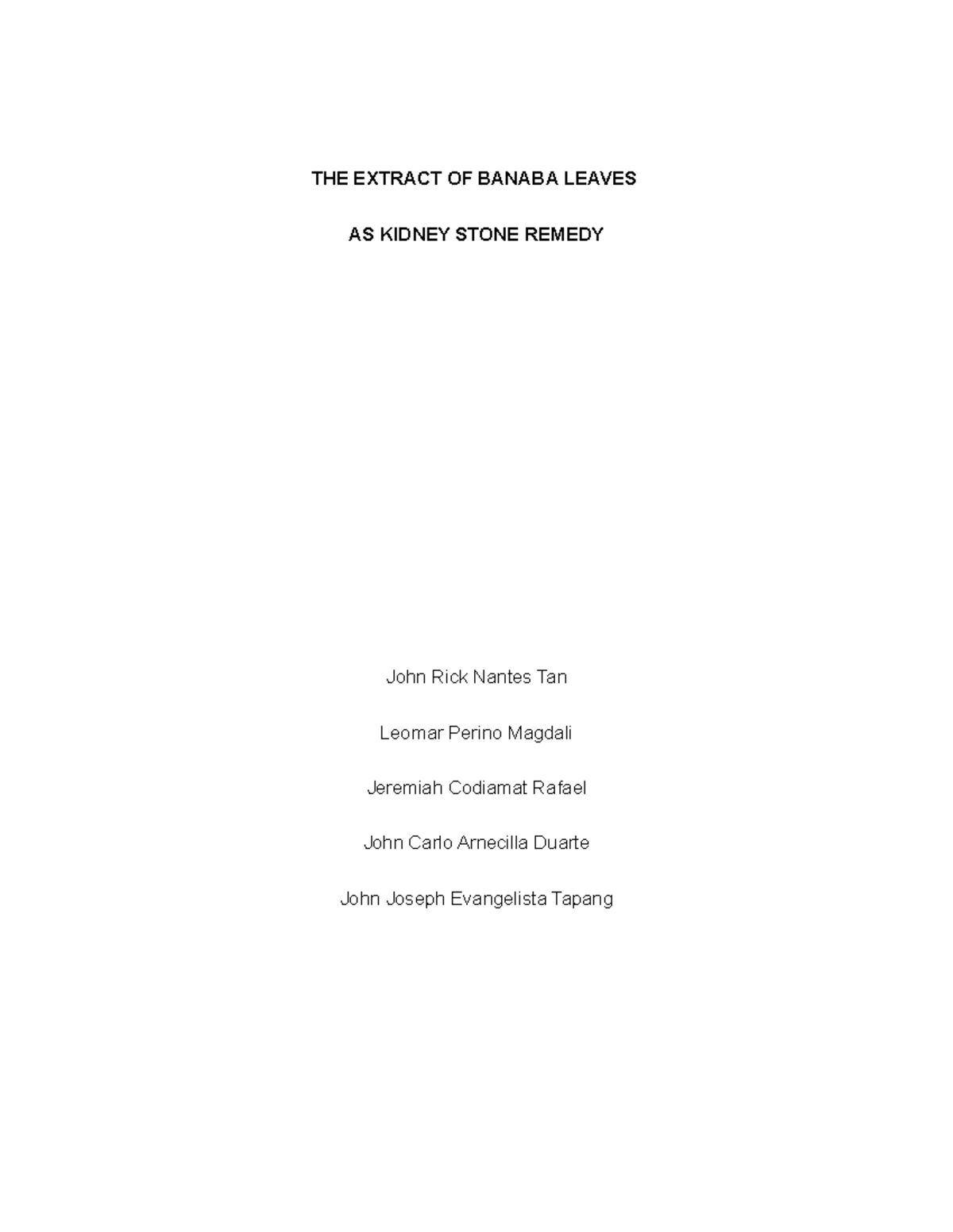 THE Extract OF Banaba Leaves THE EXTRACT OF BANABA LEAVES AS KIDNEY