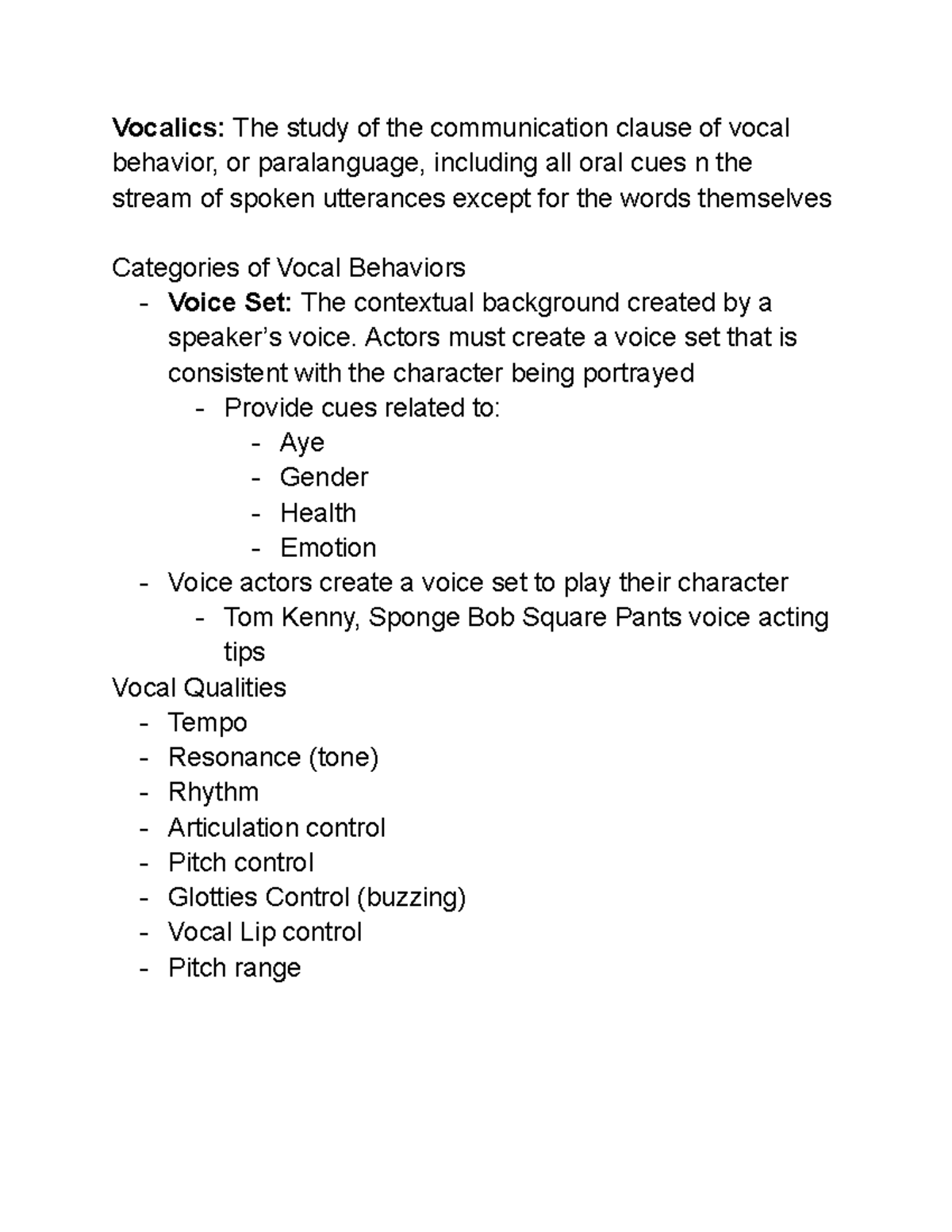 Comm 325 chapter 6 vocal behavior Vocalics The study of the