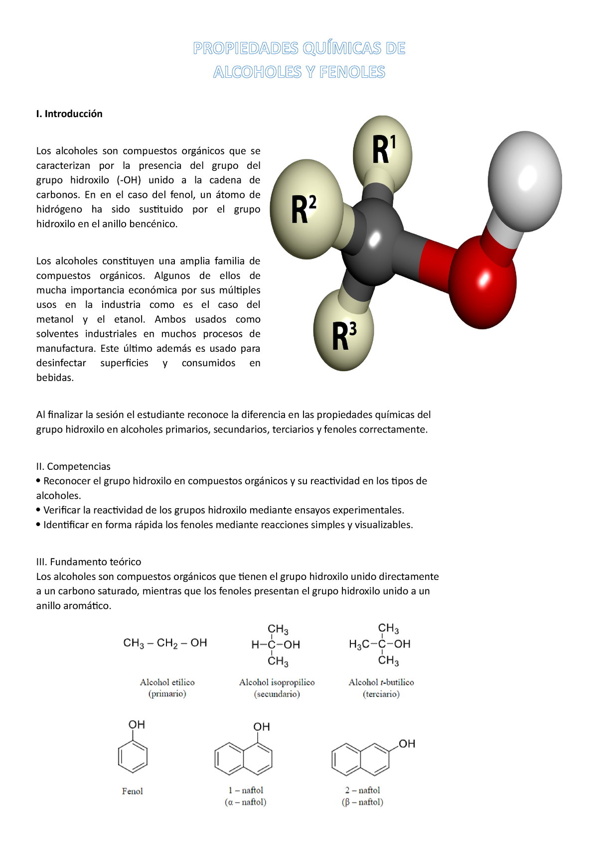 Propiedades Químicas De Alcoholes Y Fenoles - PROPIEDADES QUÍMICAS DE ...