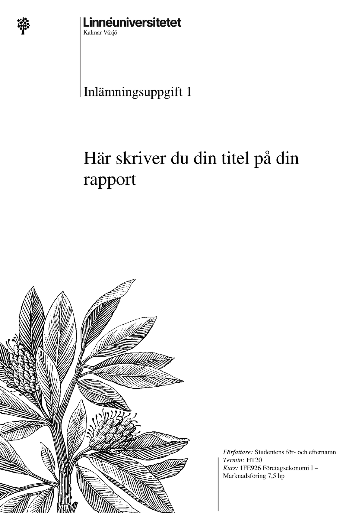 Uppsatsmall - Här Skriver Du Din Titel På Din Rapport Författare ...