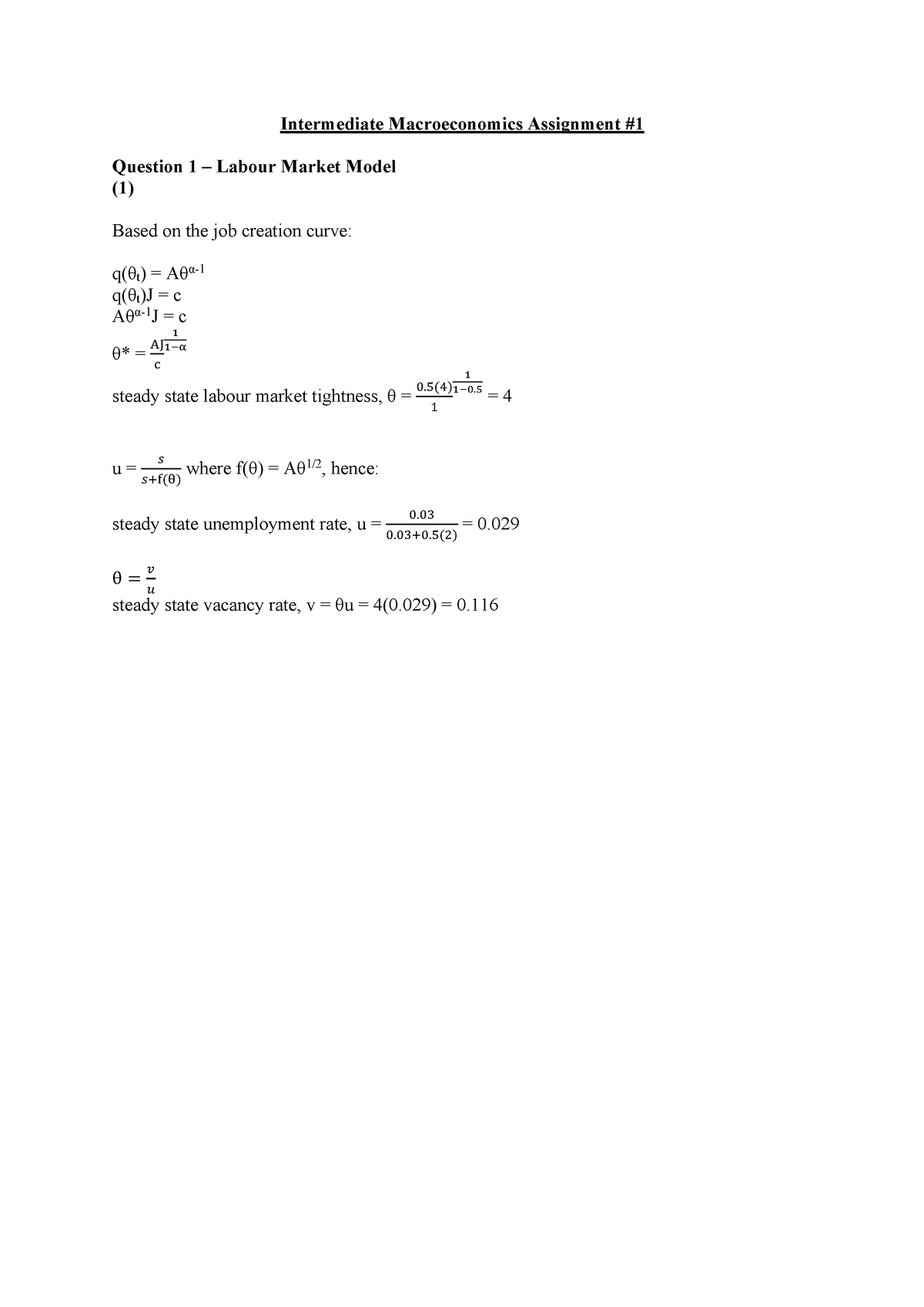 Inter Macro Assignment 1 - Intermediate Macroeconomics Assignment ...