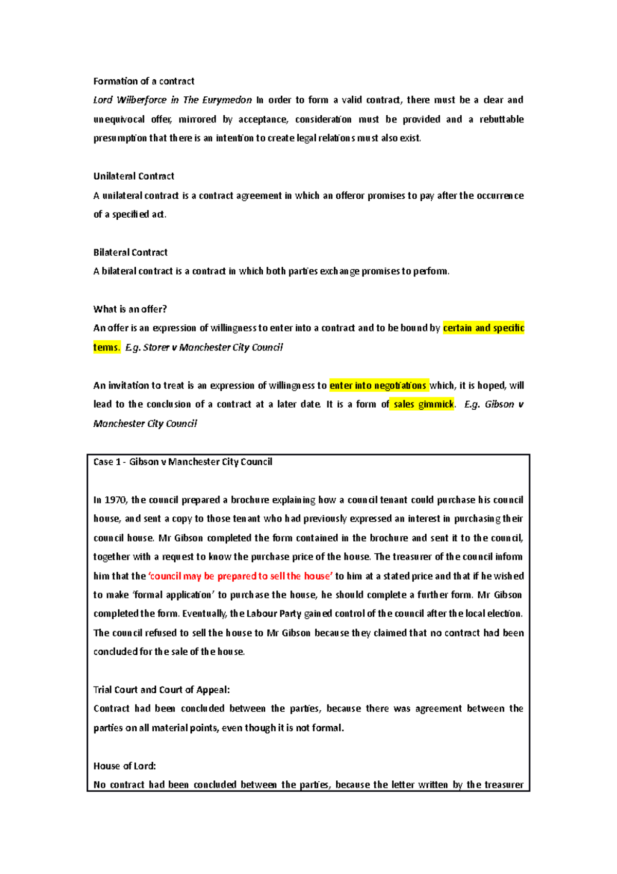 Chapter 2 - Offer (Elements of the law of contract) - Formation of a ...
