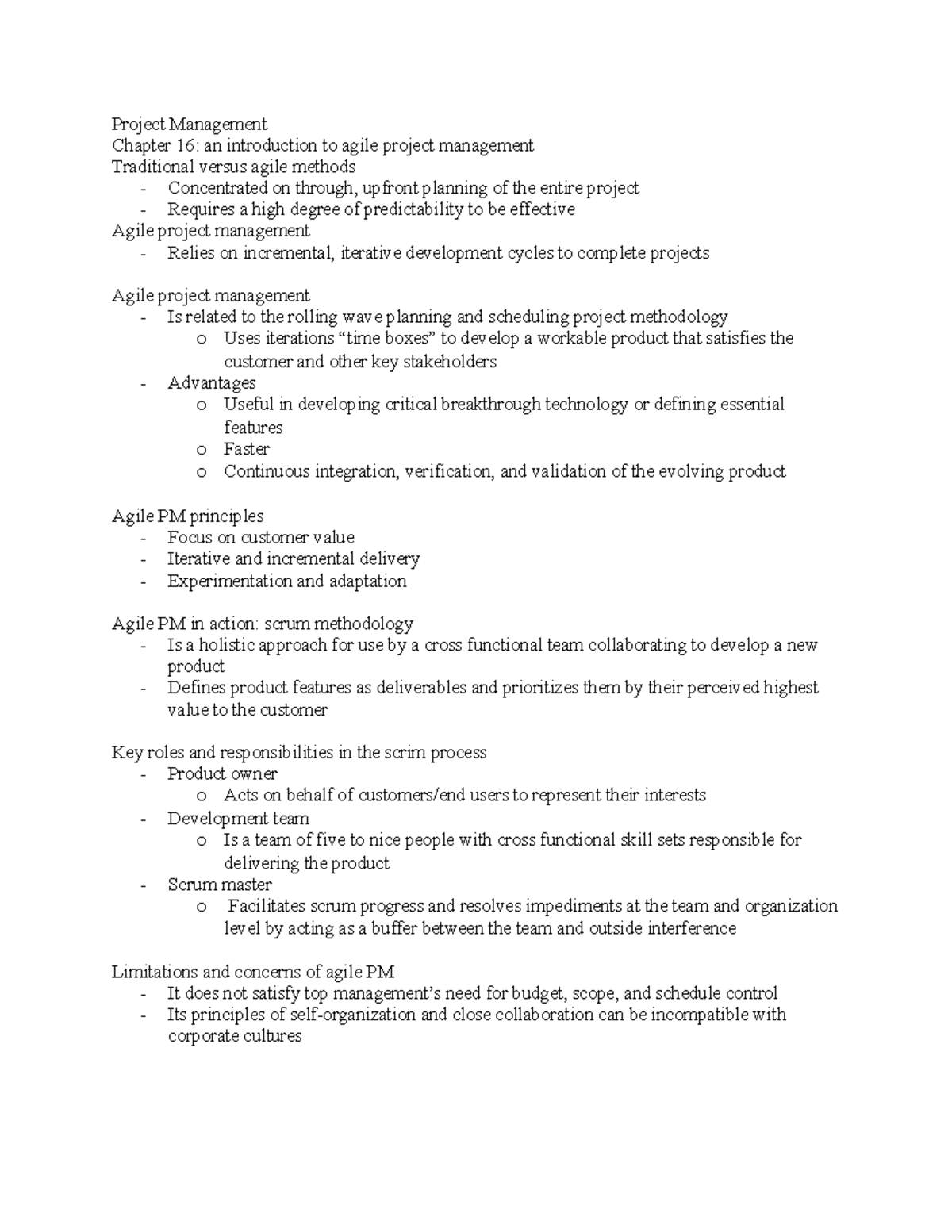 Project Management Chapter 13 - Studocu