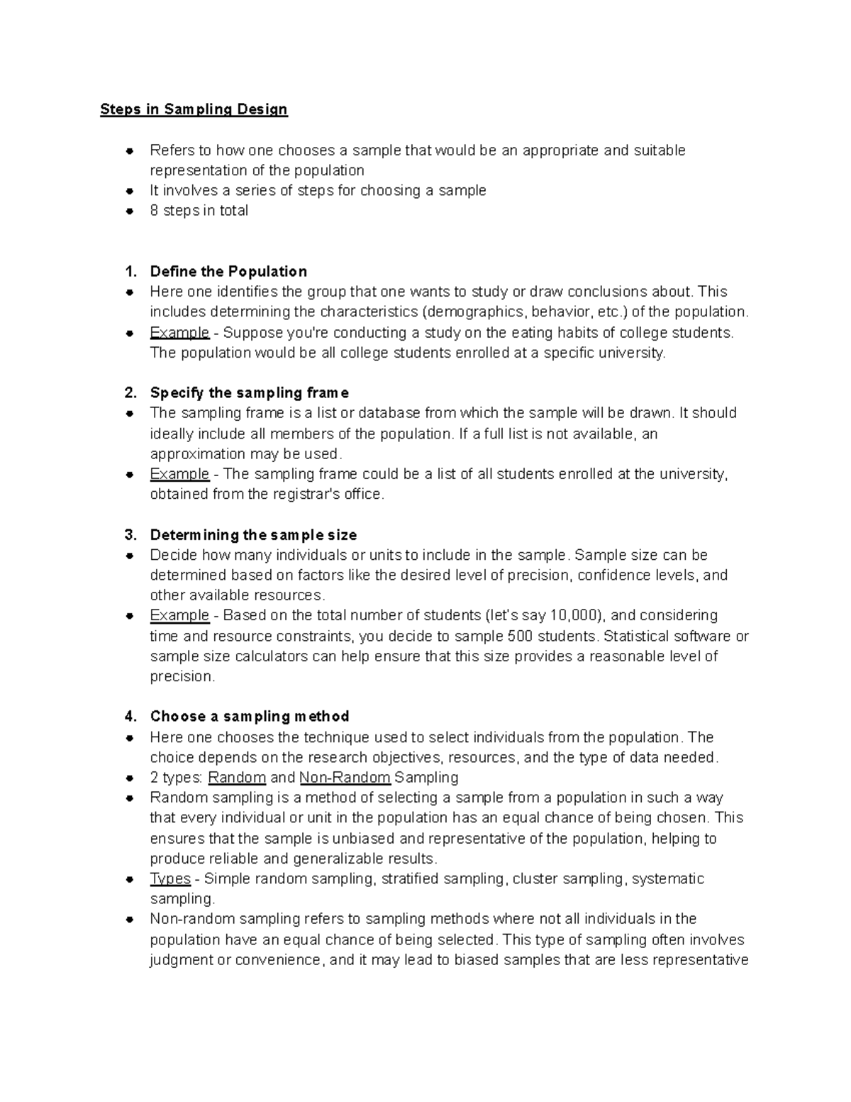 Research methodology steps in sampling - Steps in Sampling Design ...