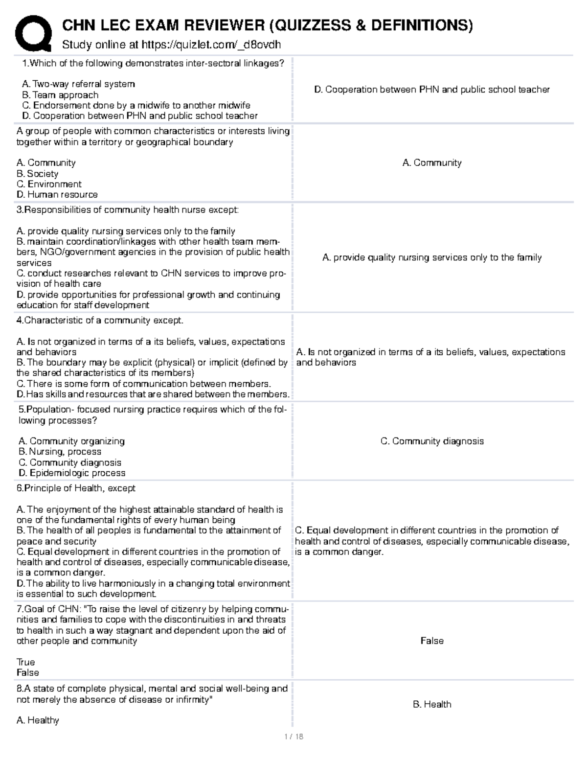 CHN Reviewer thshahskjsadh Study online at quizlet/_d8ovdh 1 of the