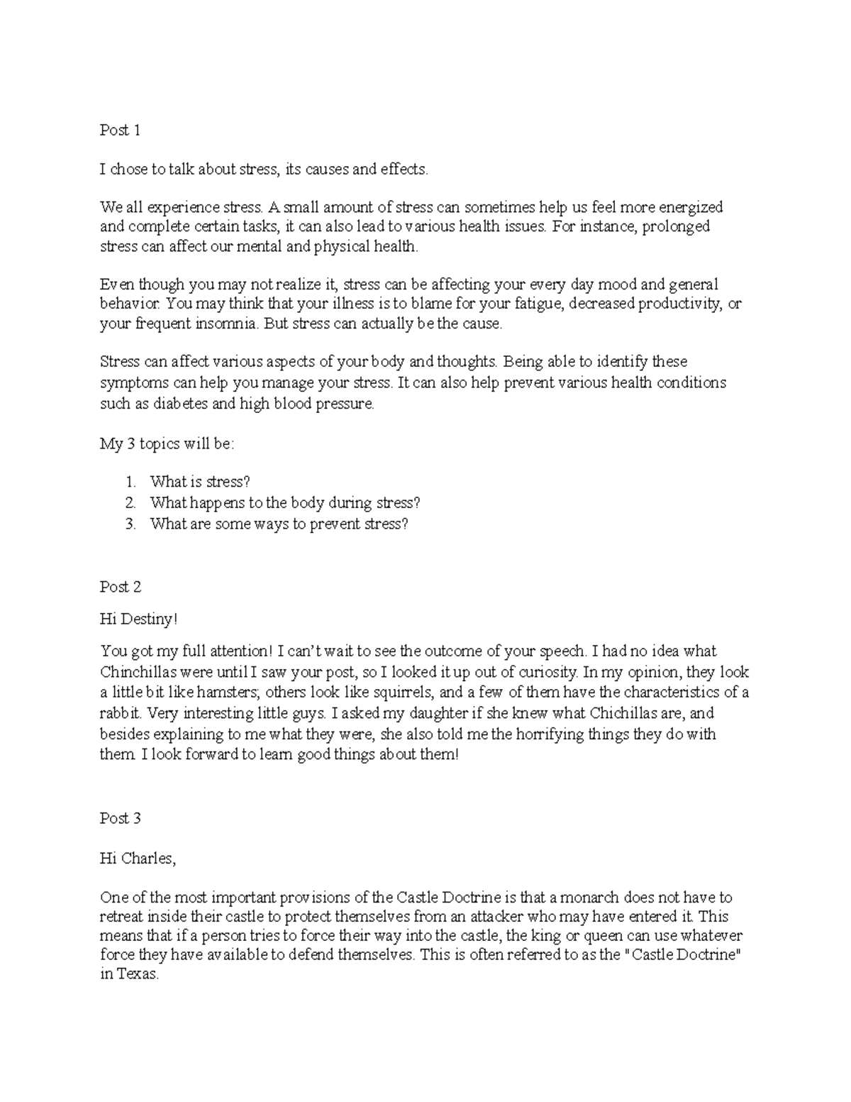 Speech Communication Discussion Posts W2 Post 1 I chose to talk about