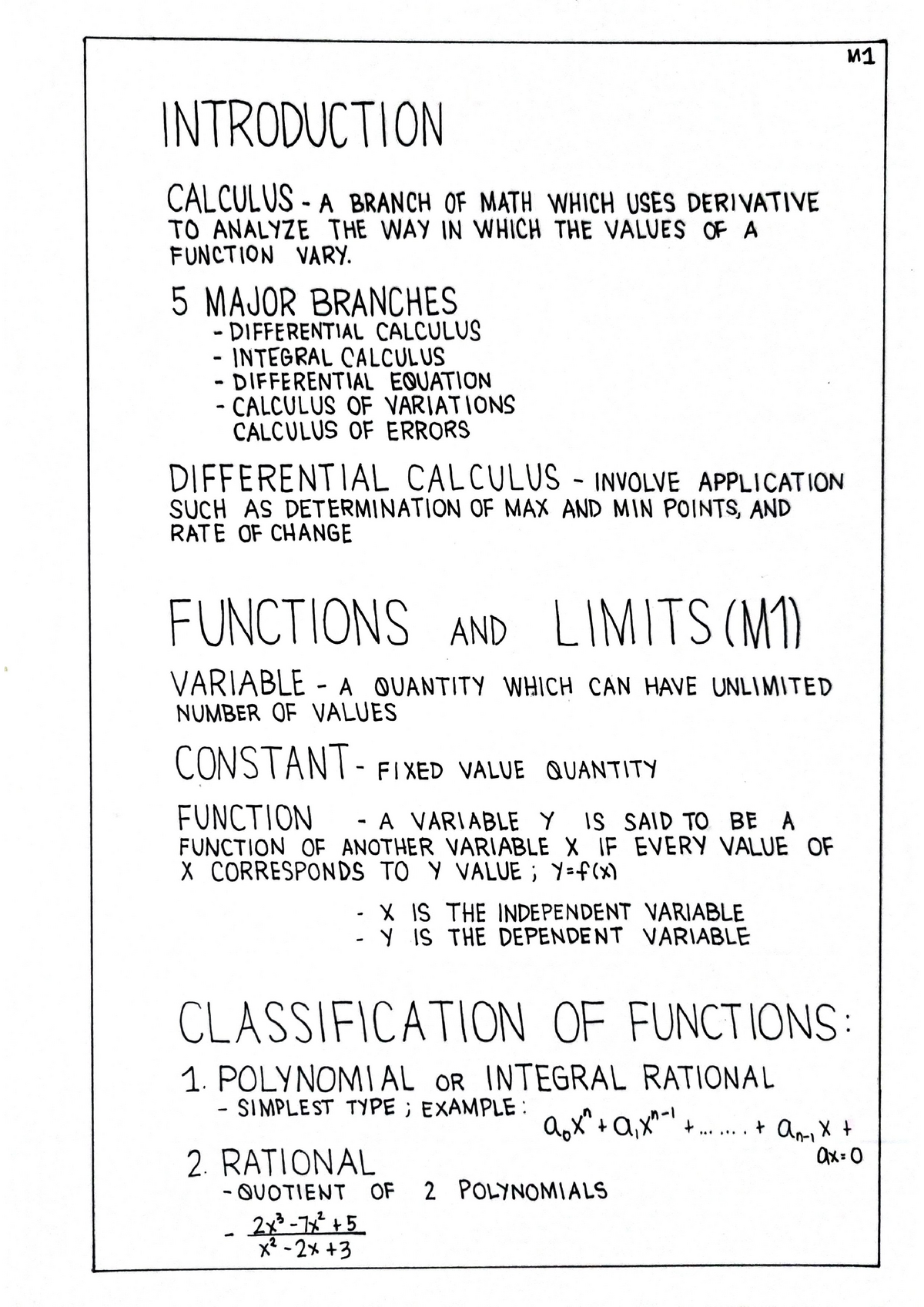 Function And Limits - Calculus 1 - PangSU - Studocu