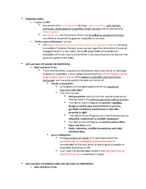 Percentage tax - Persons/transactions liable to PT (Sec 116-1270) 116 ...