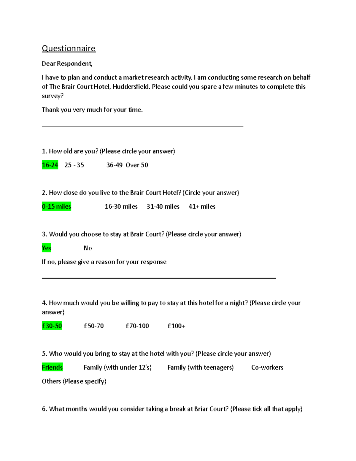 LAC Questionnaire 2 Ben Domville - Questionnaire Dear Respondent, I ...