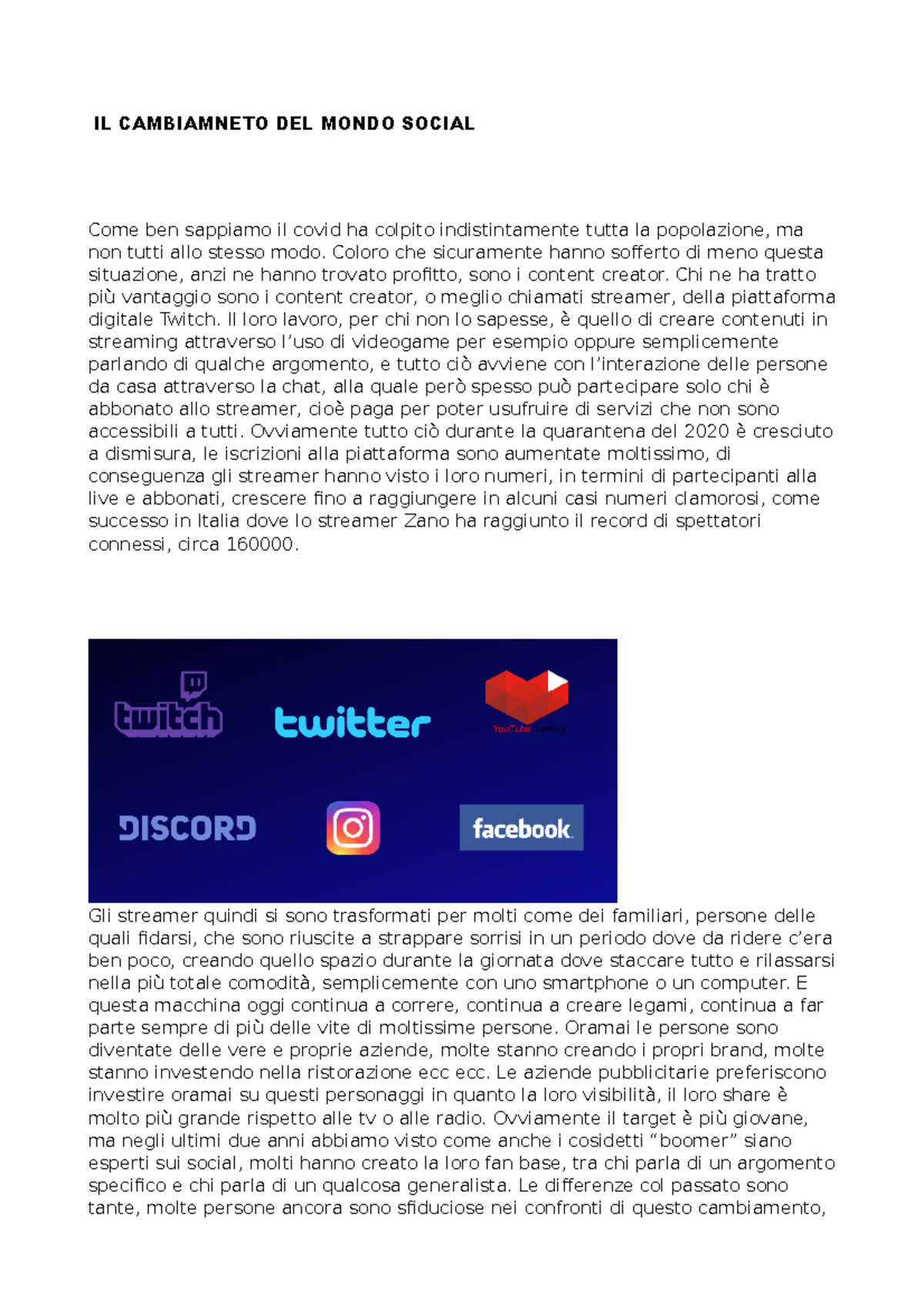 IL Cambiamneto DEL Mondo Social - IL CAMBIAMNETO DEL MONDO SOCIAL Come ...