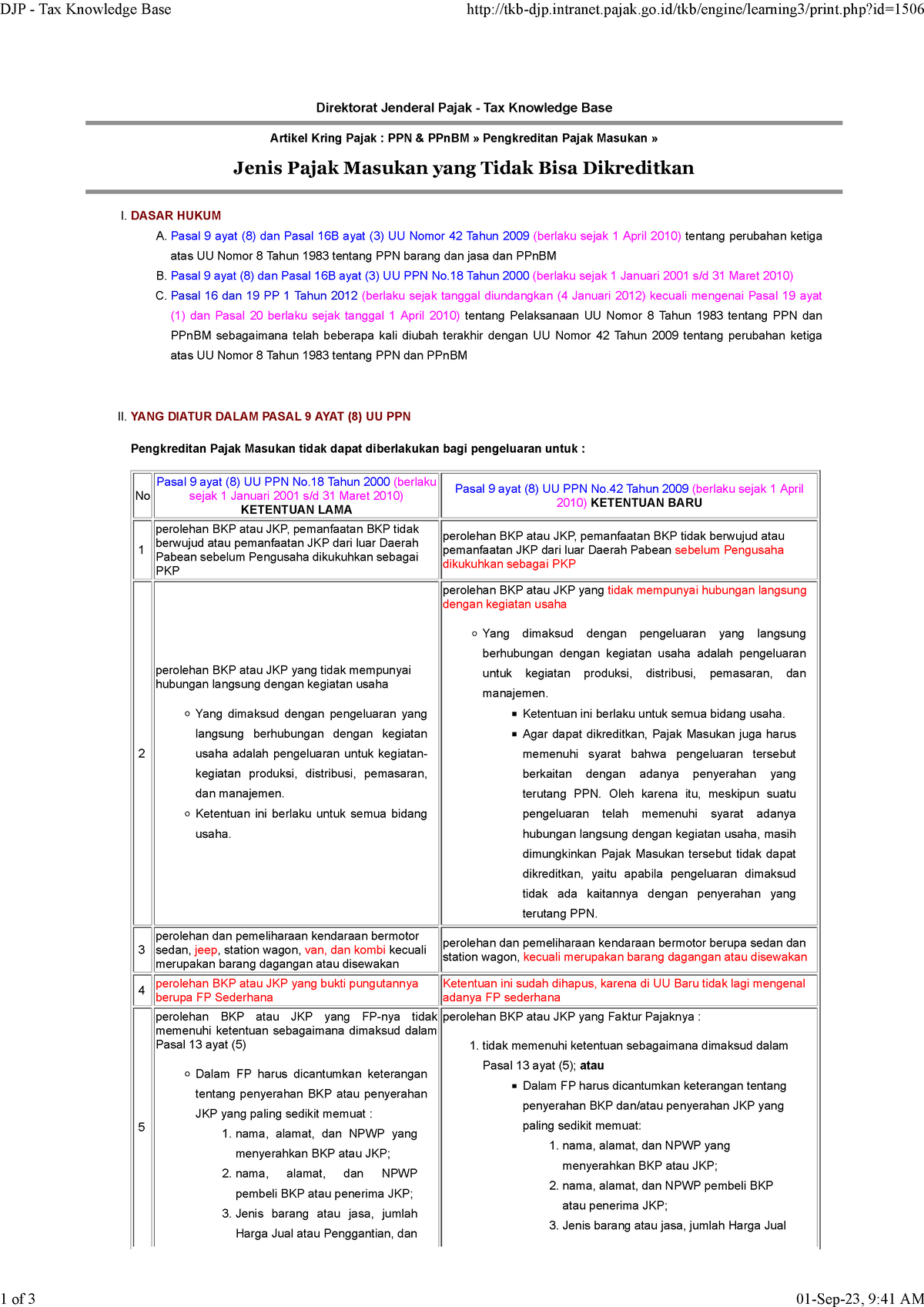 Resume Pajak Masukan Yang Tidak Dapat Dikreditkan - Direktorat Jenderal ...