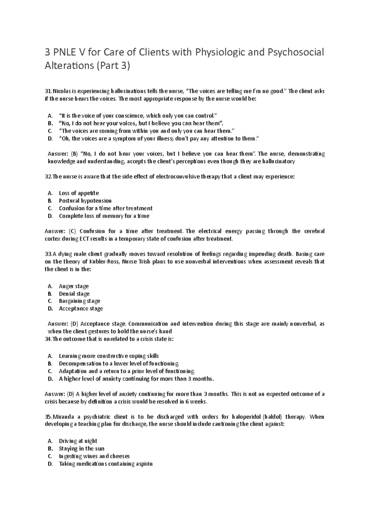 3 PNLE V for Care of Clients with Physiologic and Psychosocial ...