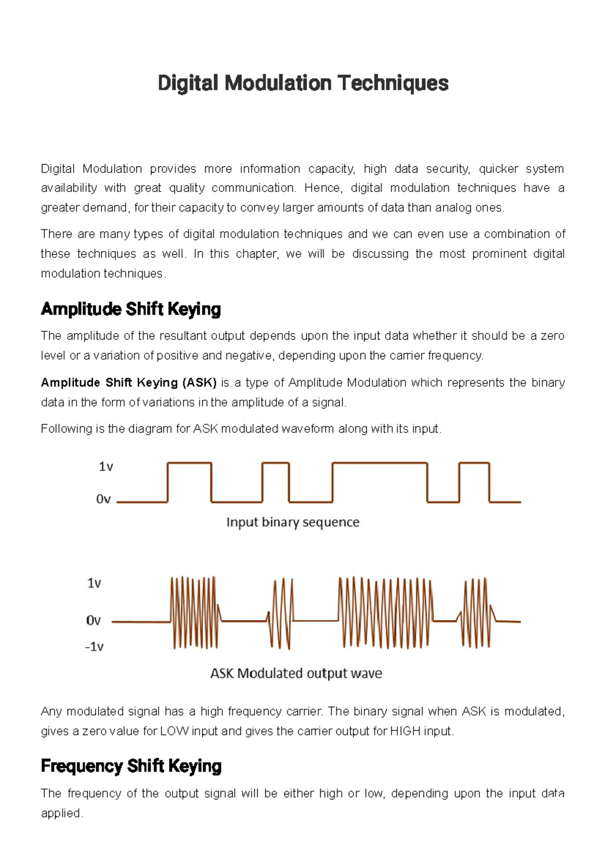 Digital Modulation Techniques Digital Modulation Techniques Digital 