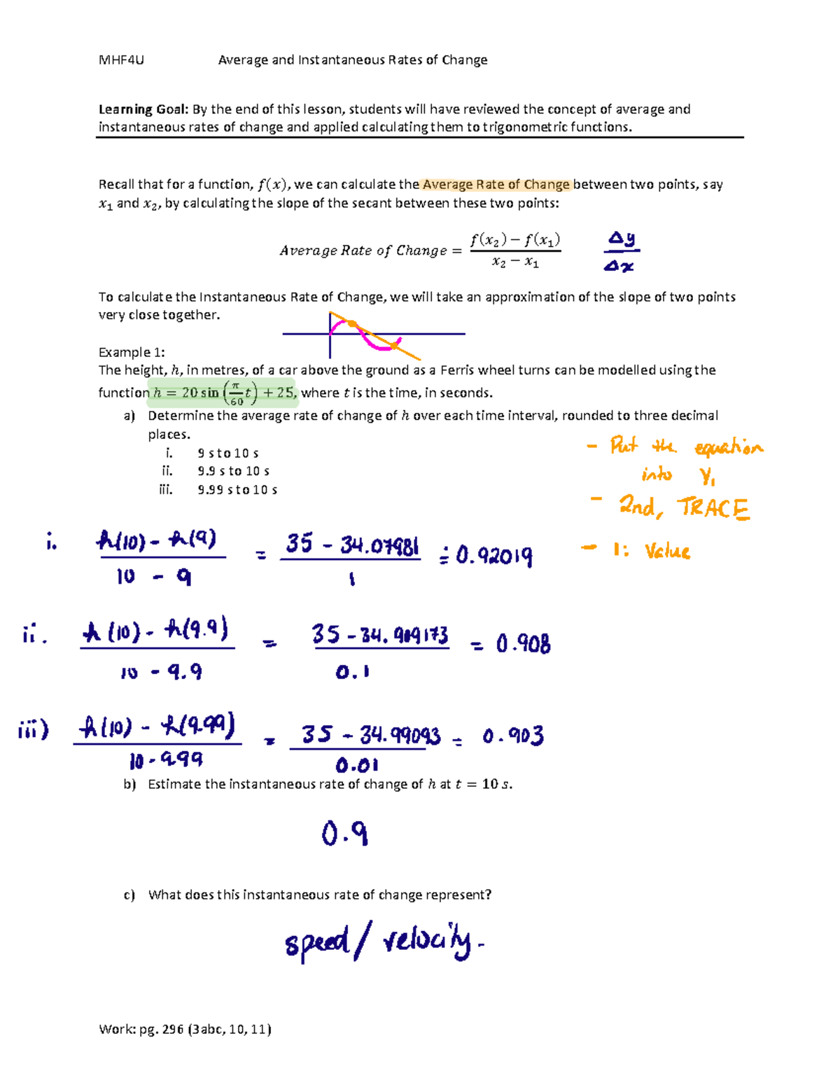 7 Instantaneous Rate of Change - Warning: TT: undefined function: 32 ...