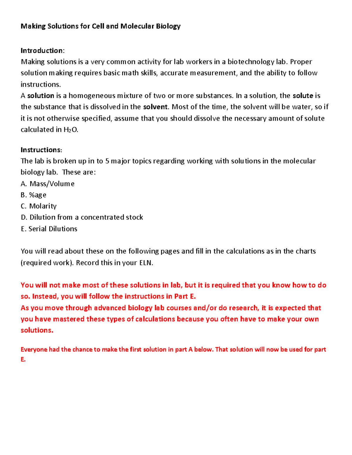 4. Making Solutions-first part only - Making Solutions for Cell and ...