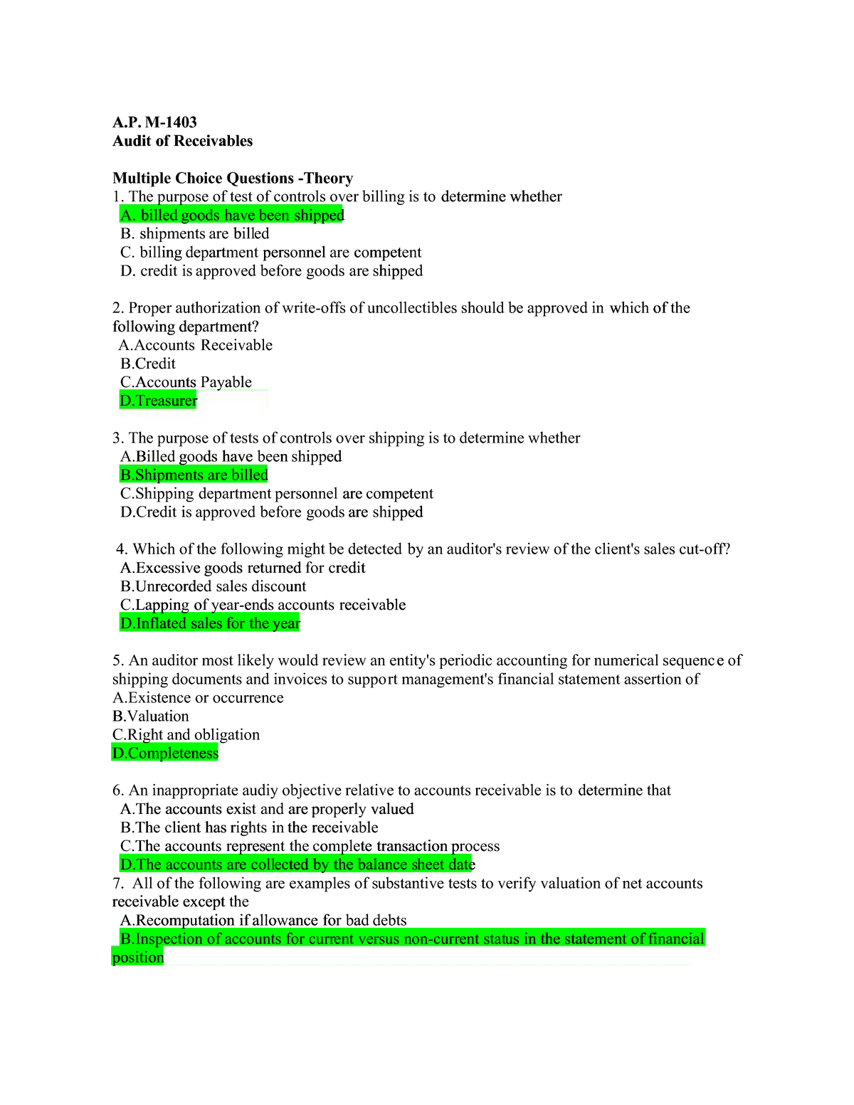 Ap-1403-receivables-auditing-problems compress - A. M-1403A. M- Audit ...