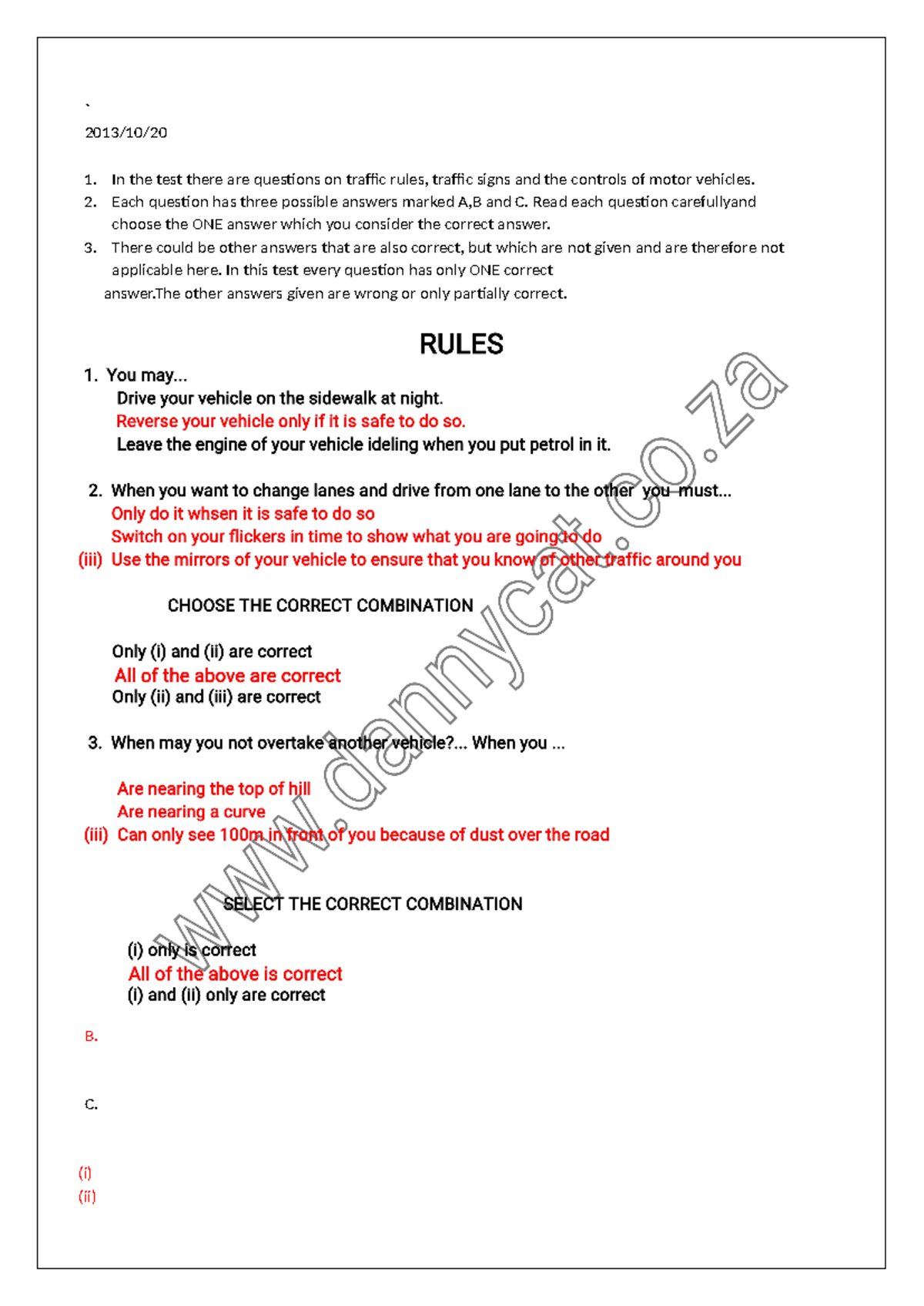 Learners Practice Questions - ` 2013/10/ In the test there are ...
