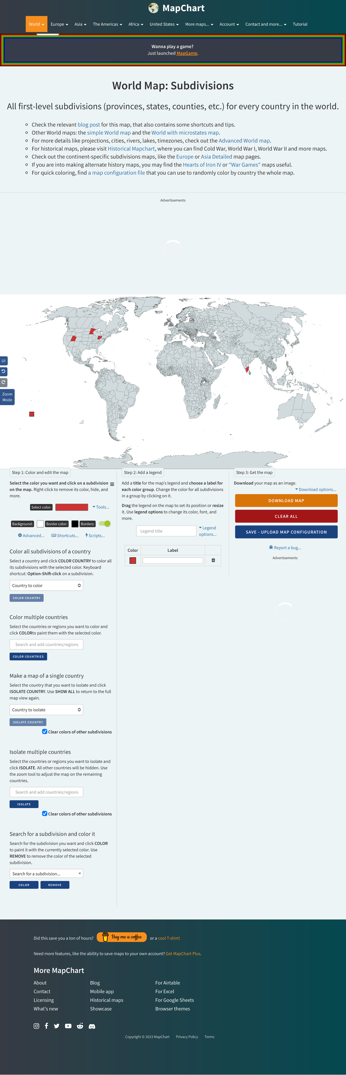 World Map - Subdivisions Map Chart - Wanna play a game? Just launched ...