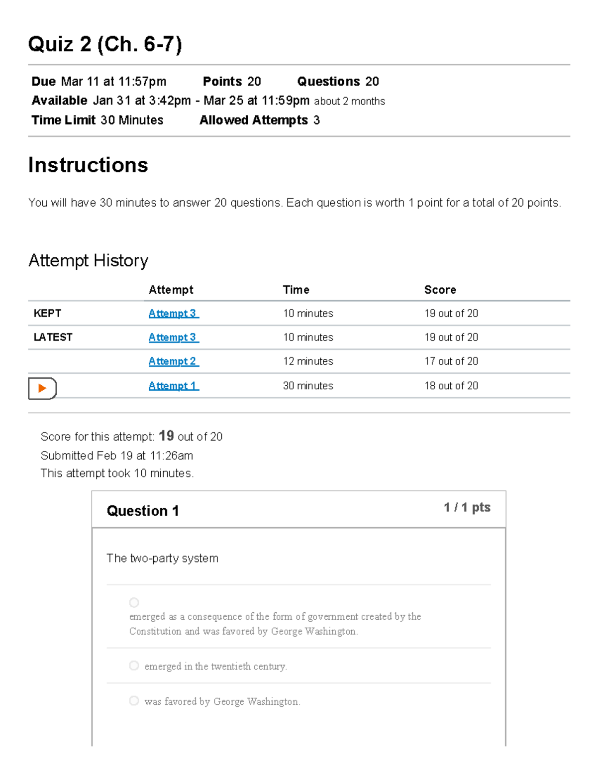 Quiz 2 (Ch. 6-7) PSCI180-44094 (ONL) American Government test 3 - Quiz ...