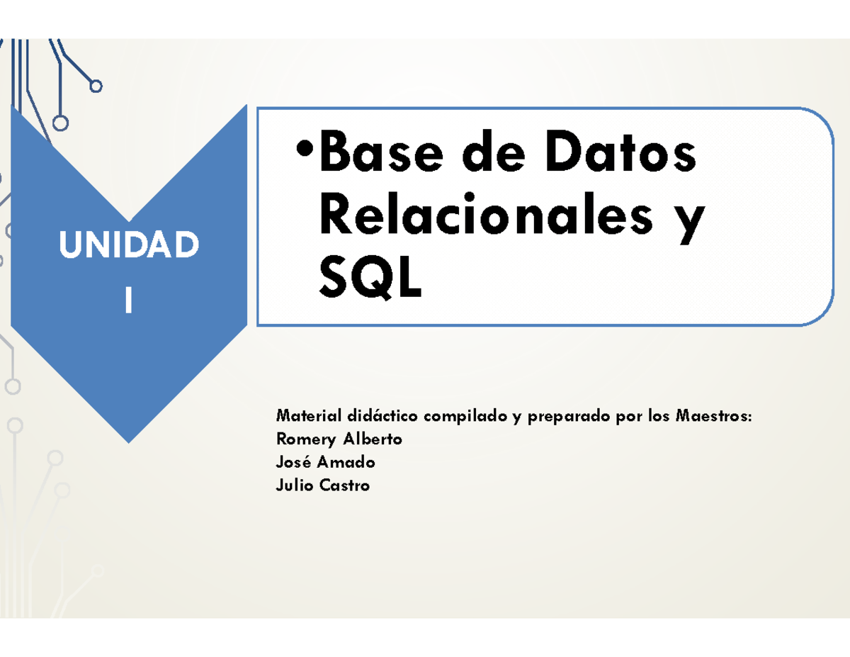 INF520 BD II Unidad 1 - Resumen De Base De Datos - UNIDAD I " Base De ...