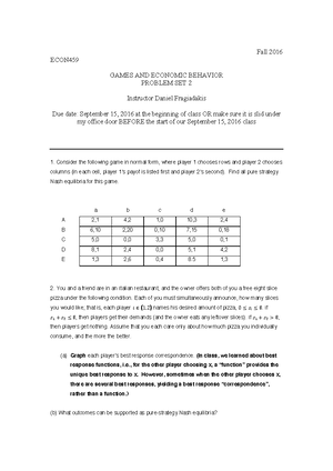 Introduction to Game Theory - Games and Economic Behavior Unit 1 ...
