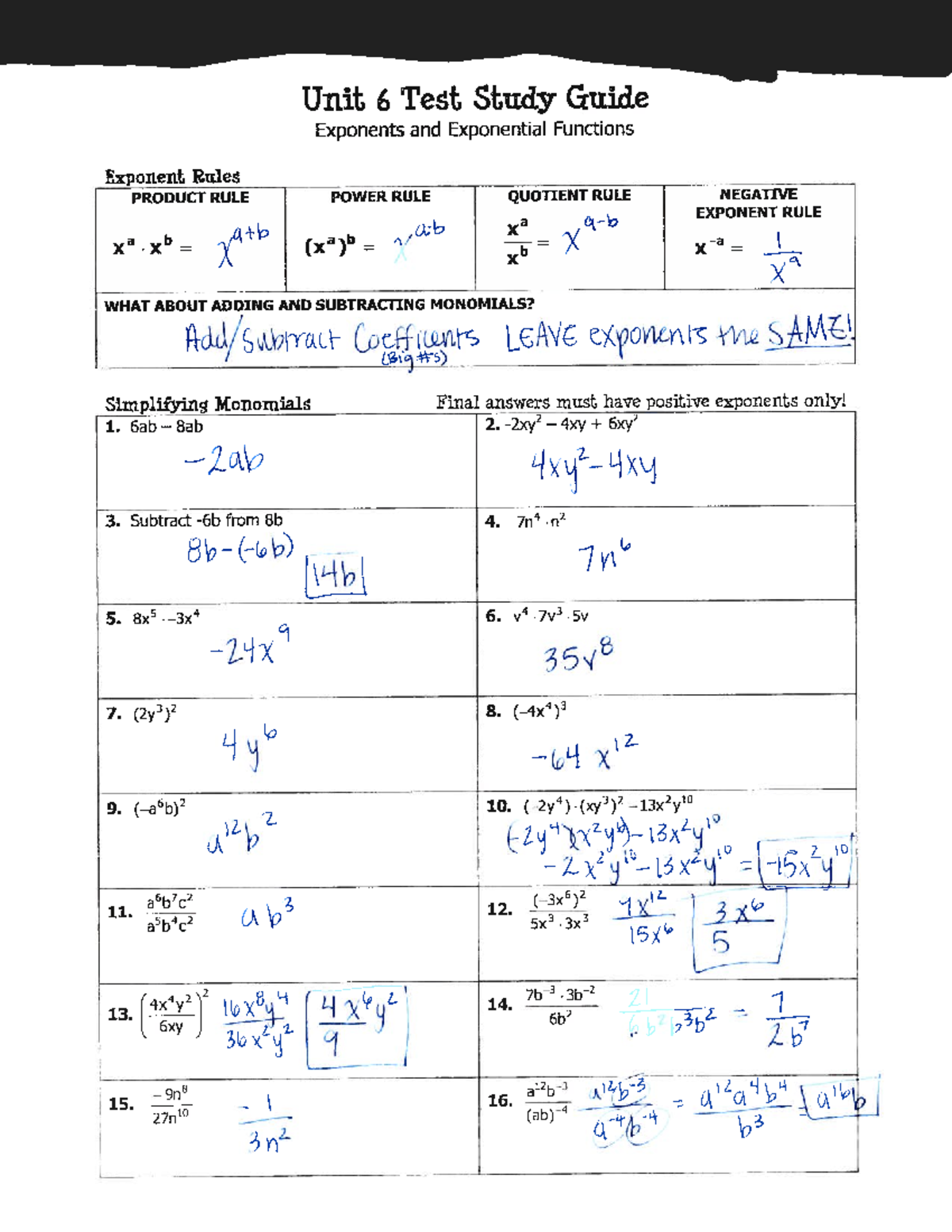 Unit 6 Exponents and Exponential Functions Answer Key PDF – Your Guide to Mastering Exponential Growth