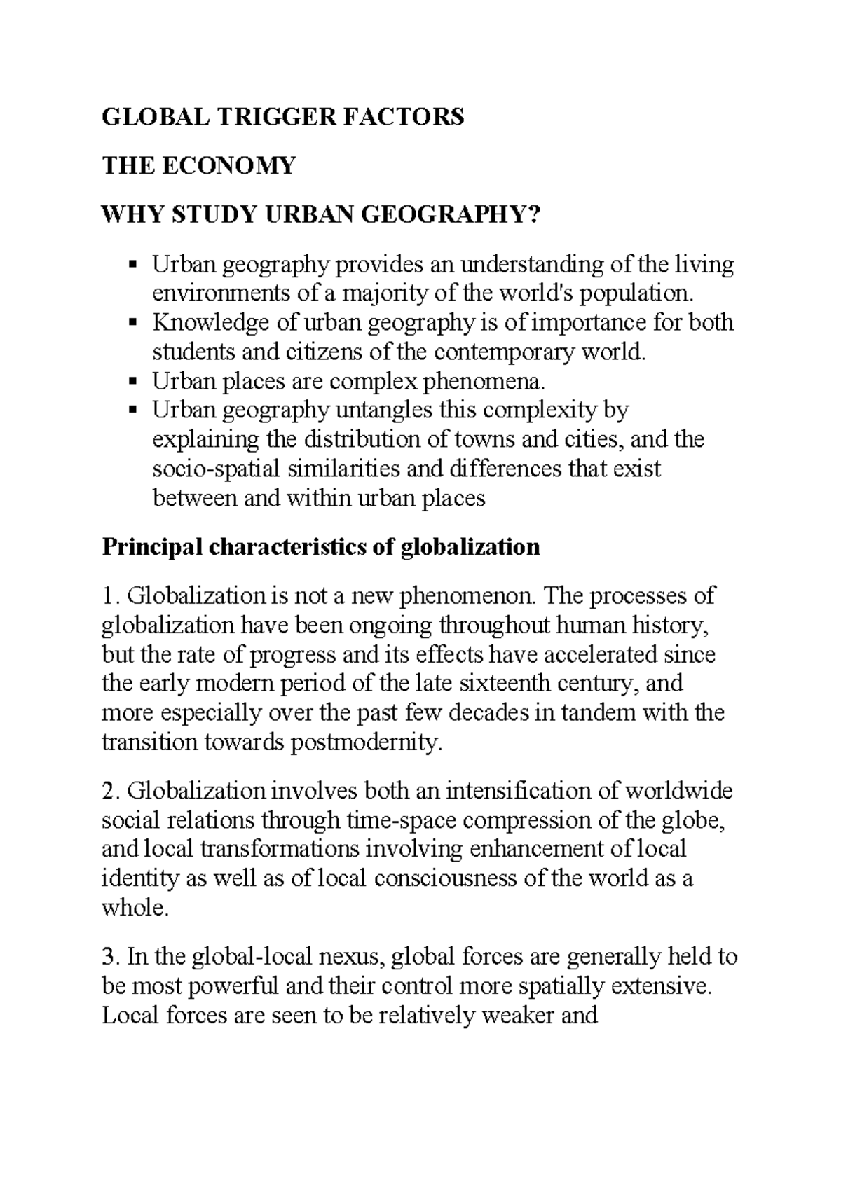 Global Trigger Factors - GLOBAL TRIGGER FACTORS THE ECONOMY WHY STUDY ...