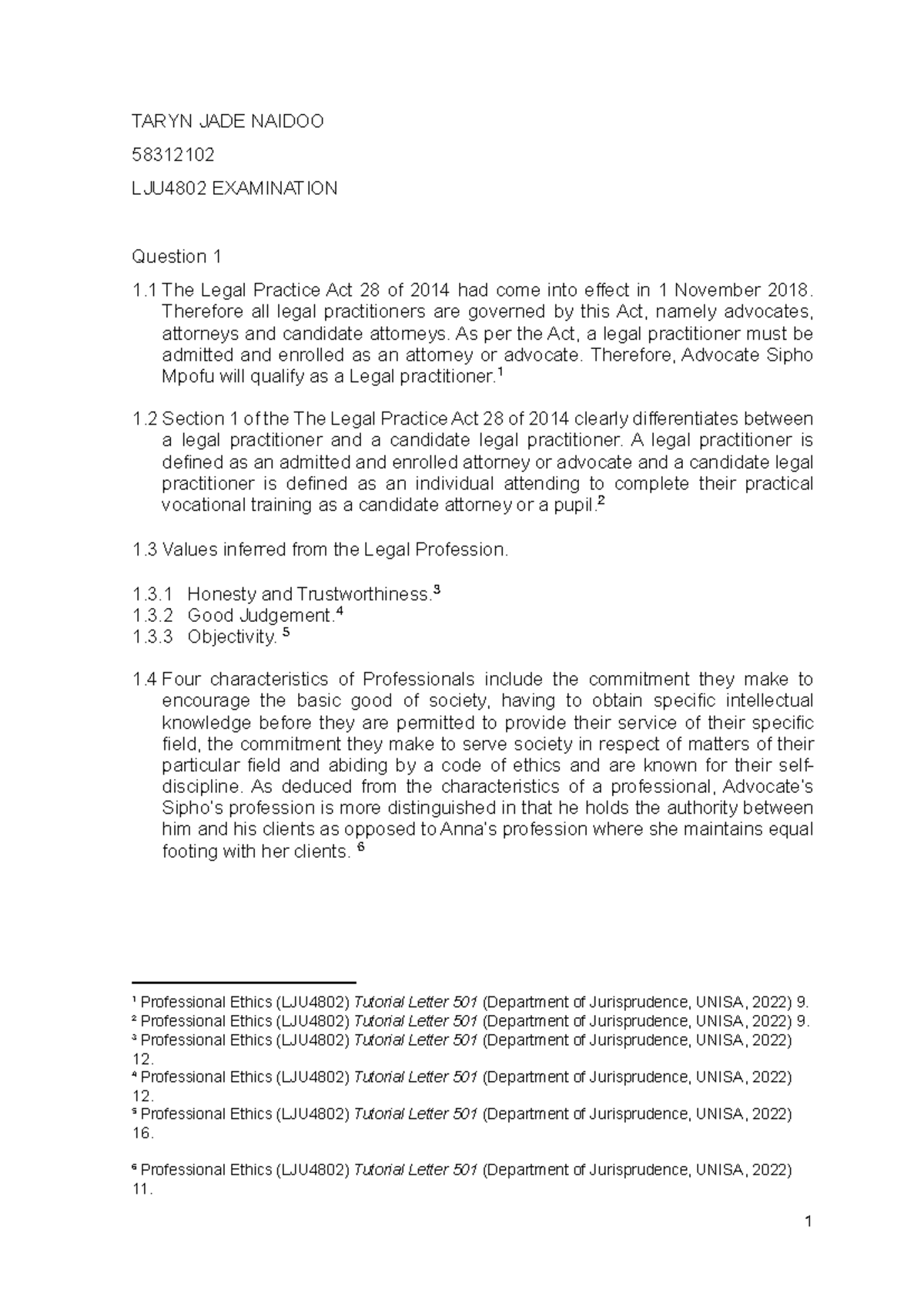 Assignment Lju4802 Taryn Jade Naidoo 58312102 Lju4802 Examination