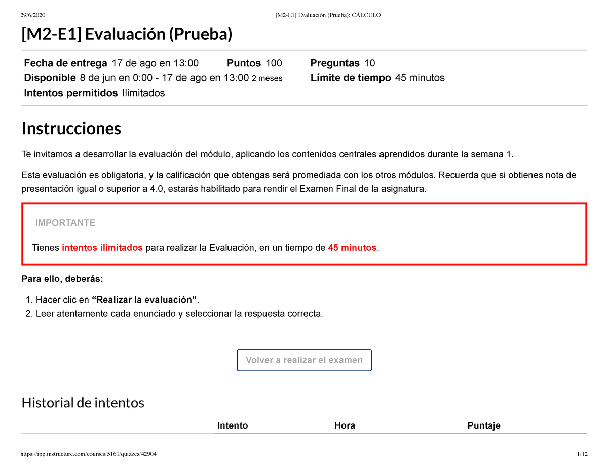 M2 E1 Evaluaci N Prueba C Lculo 3 1 - Calculo - Studocu