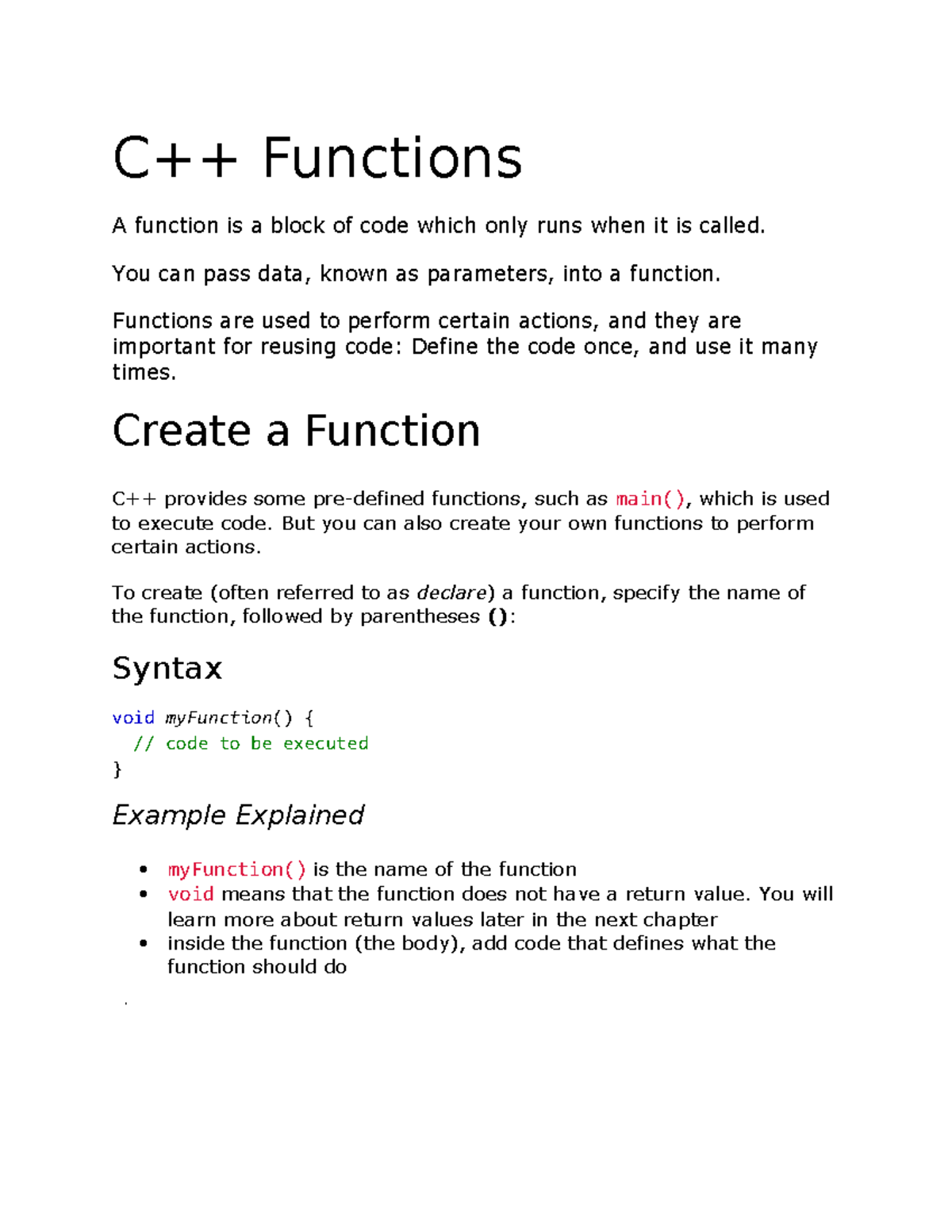 Oot - important - C++ Functions ####### A function is a block of code ...