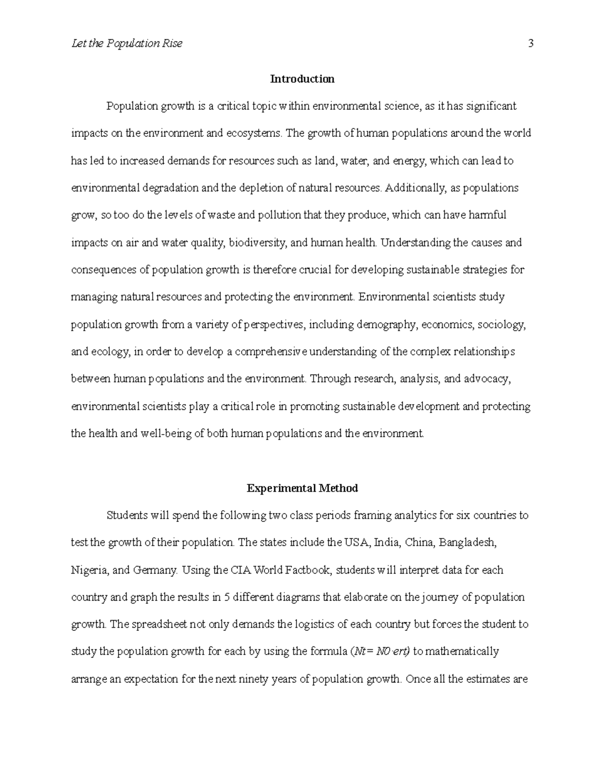 Population Growth - Introduction Population growth is a critical topic ...