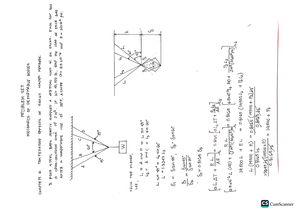 Problem Set, Mechanics Of Deformable Bodies 9 - Mechanical Engineering ...