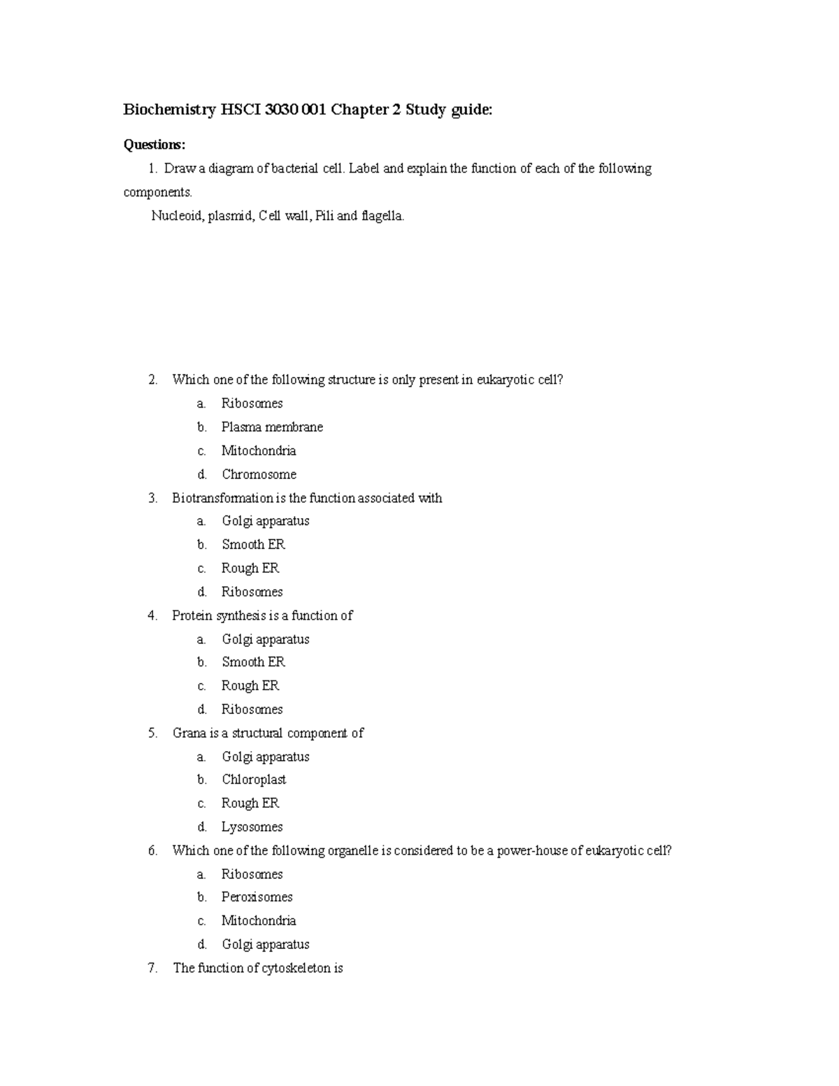 Biochemistry Chapter 2 Study guide - Biochemistry HSCI 3030 001 Chapter ...