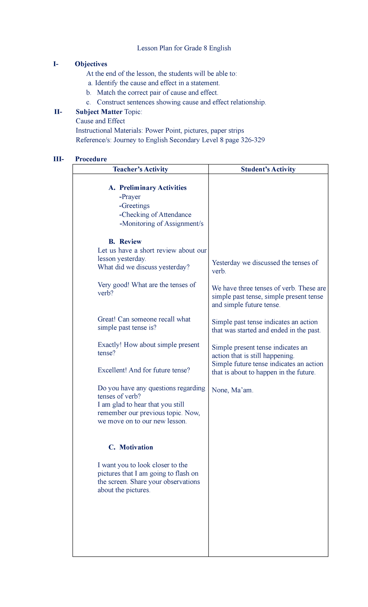 LP - 8 - This is a lesson plan consists of learning guide and practices ...