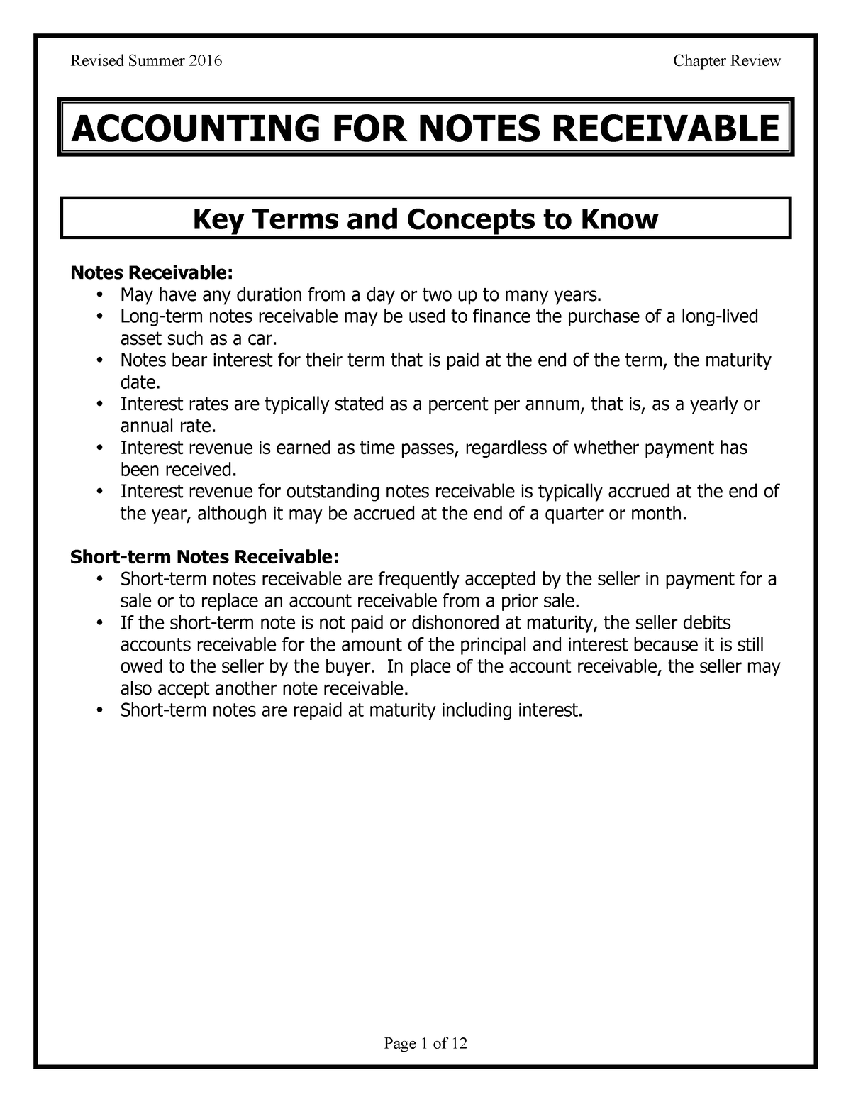 assignment of notes receivable