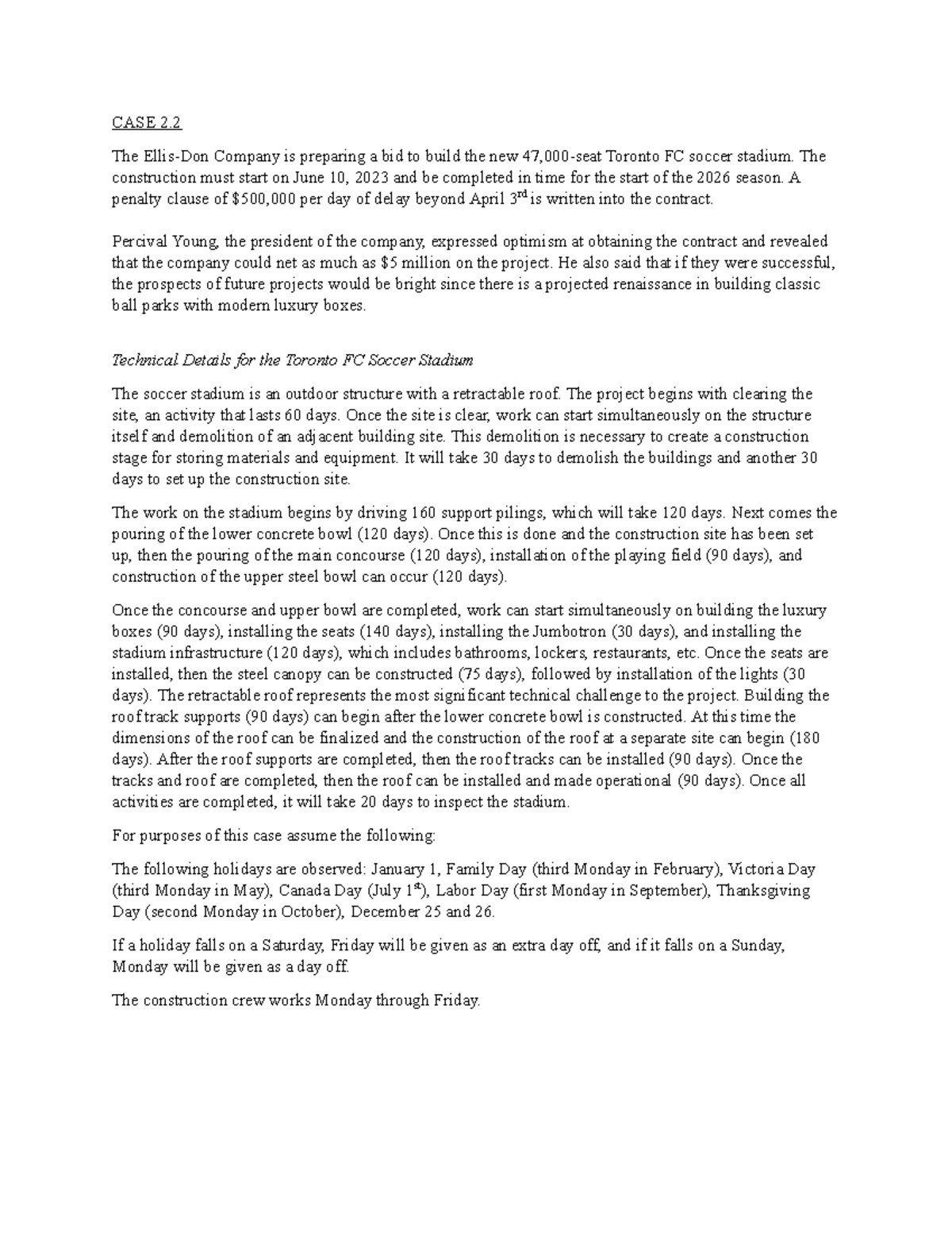 Case+2 - Case Study for Group Work 2.2 - CASE 2. The Ellis-Don Company ...