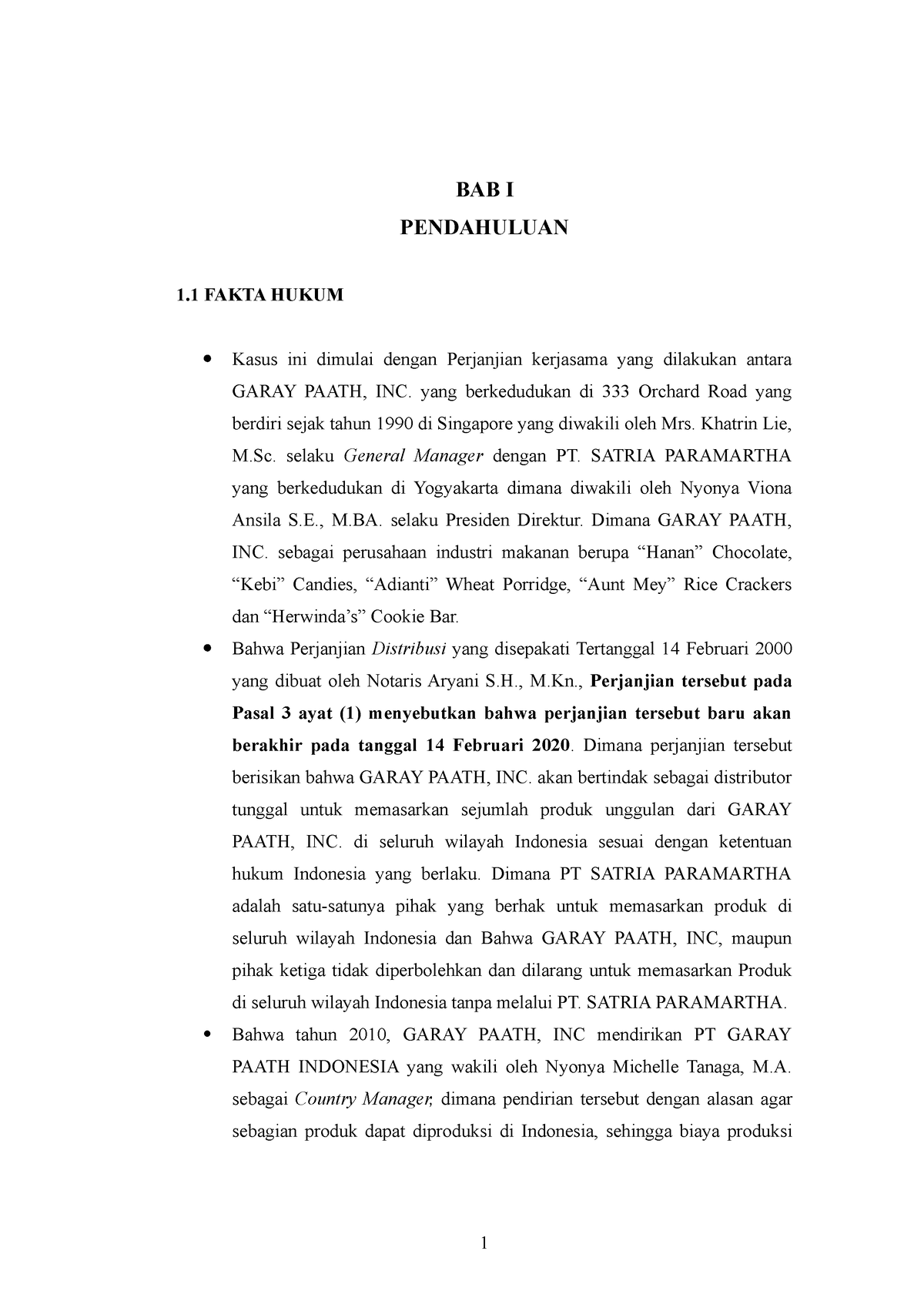 Contoh Pembuatan Legal Opinion Ilustrasi - BAB I PENDAHULUAN 1 FAKTA ...