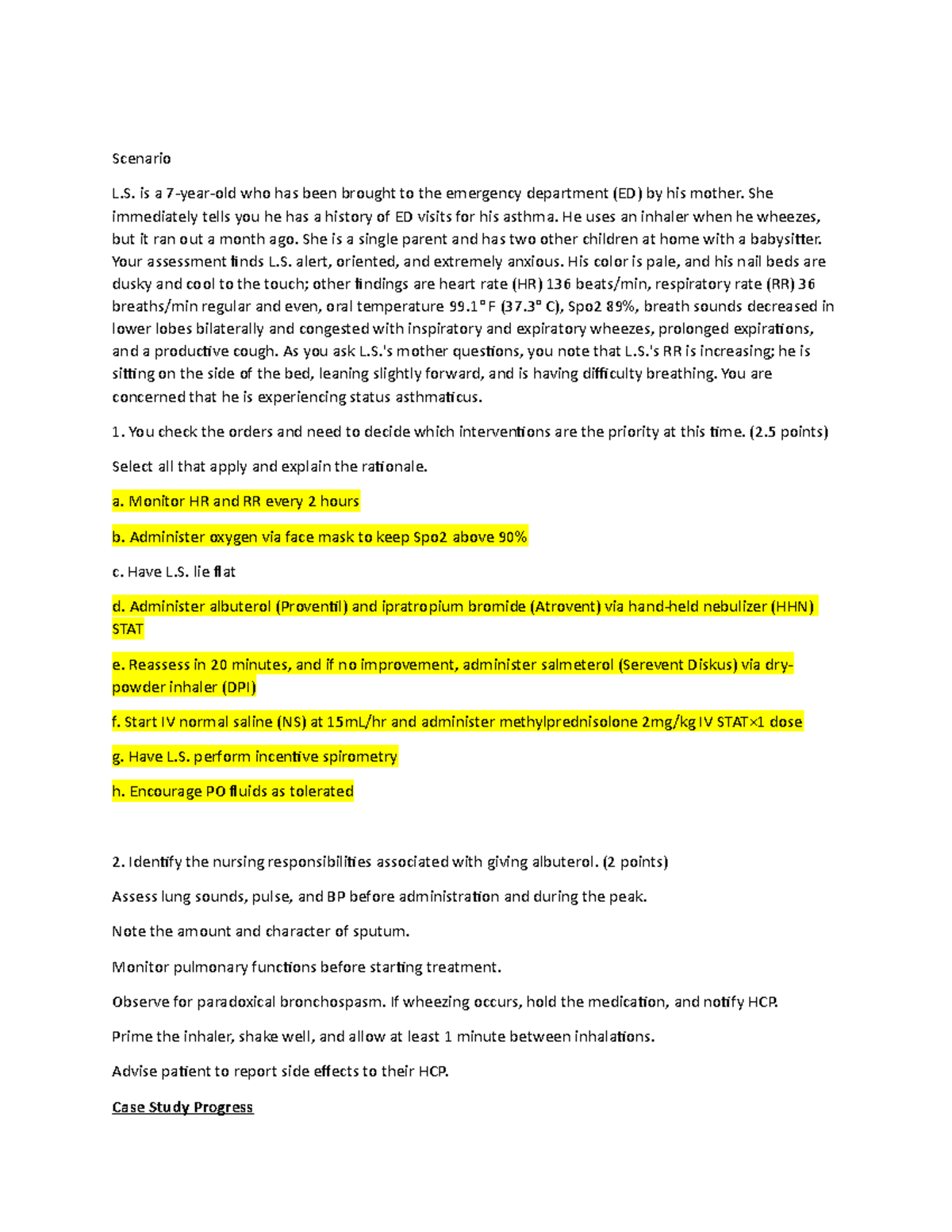 2335Case Study SD - lecture notes - Scenario L. is a 7-year-old who has ...